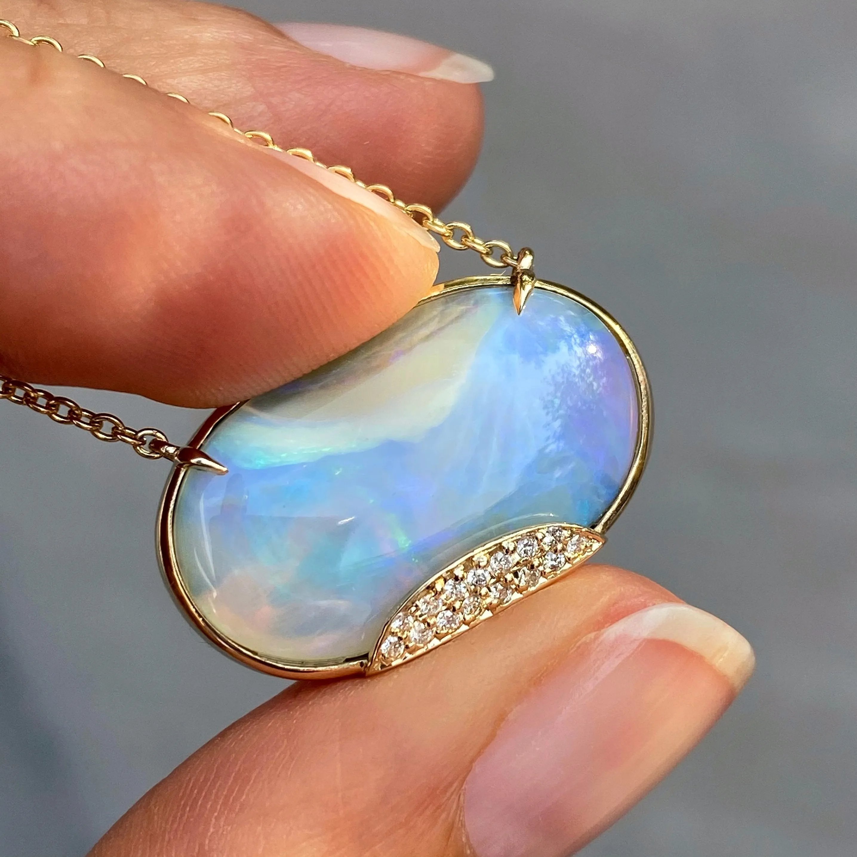 Heaven's Muse Gold Australian Boulder Opal Necklace