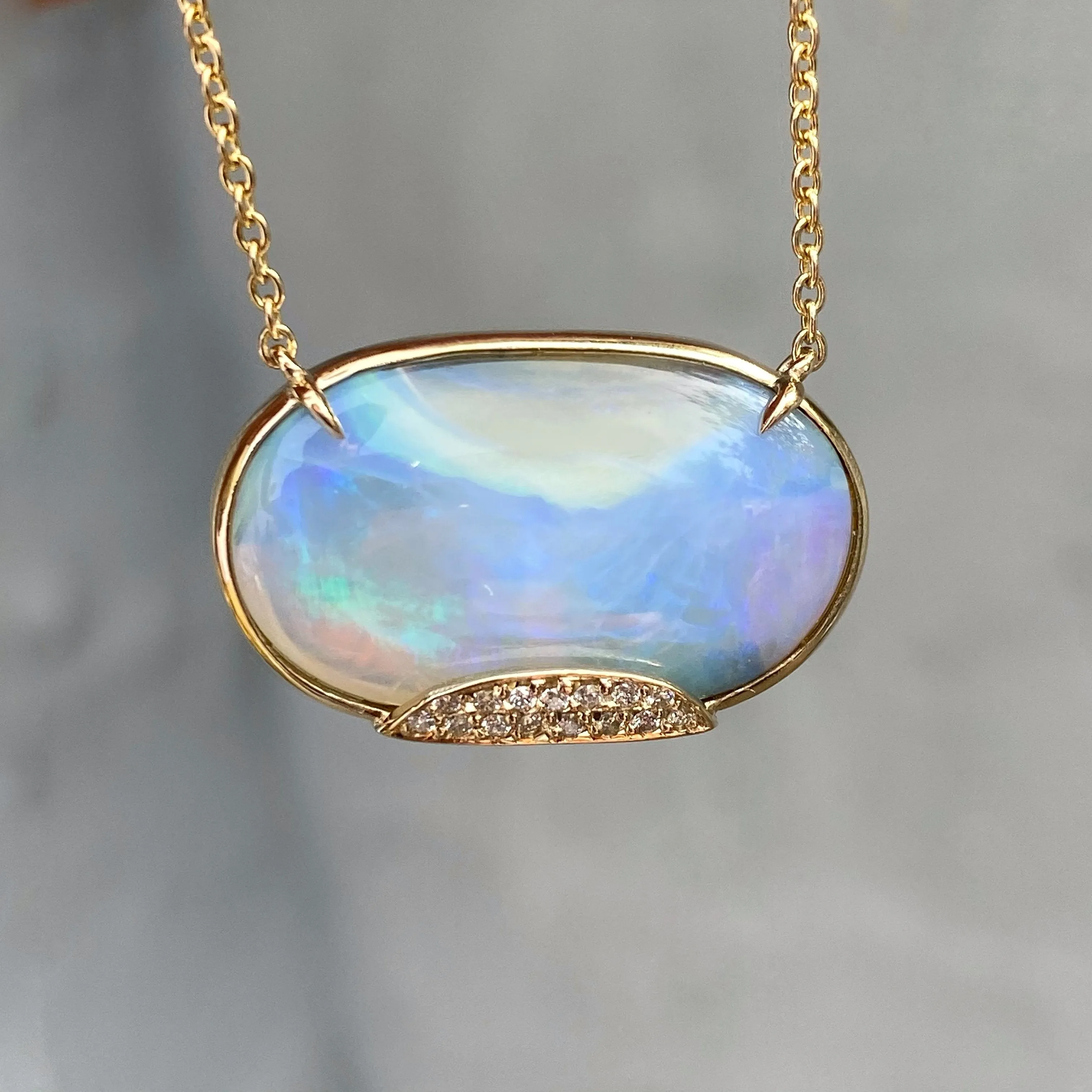 Heaven's Muse Gold Australian Boulder Opal Necklace