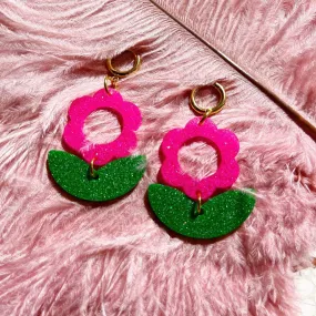 Hot Pink and Kelly Green Julie Earrings