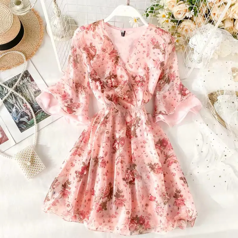 INS SWEET 3D FLOWERS LACE WAIST DRESS BY40901