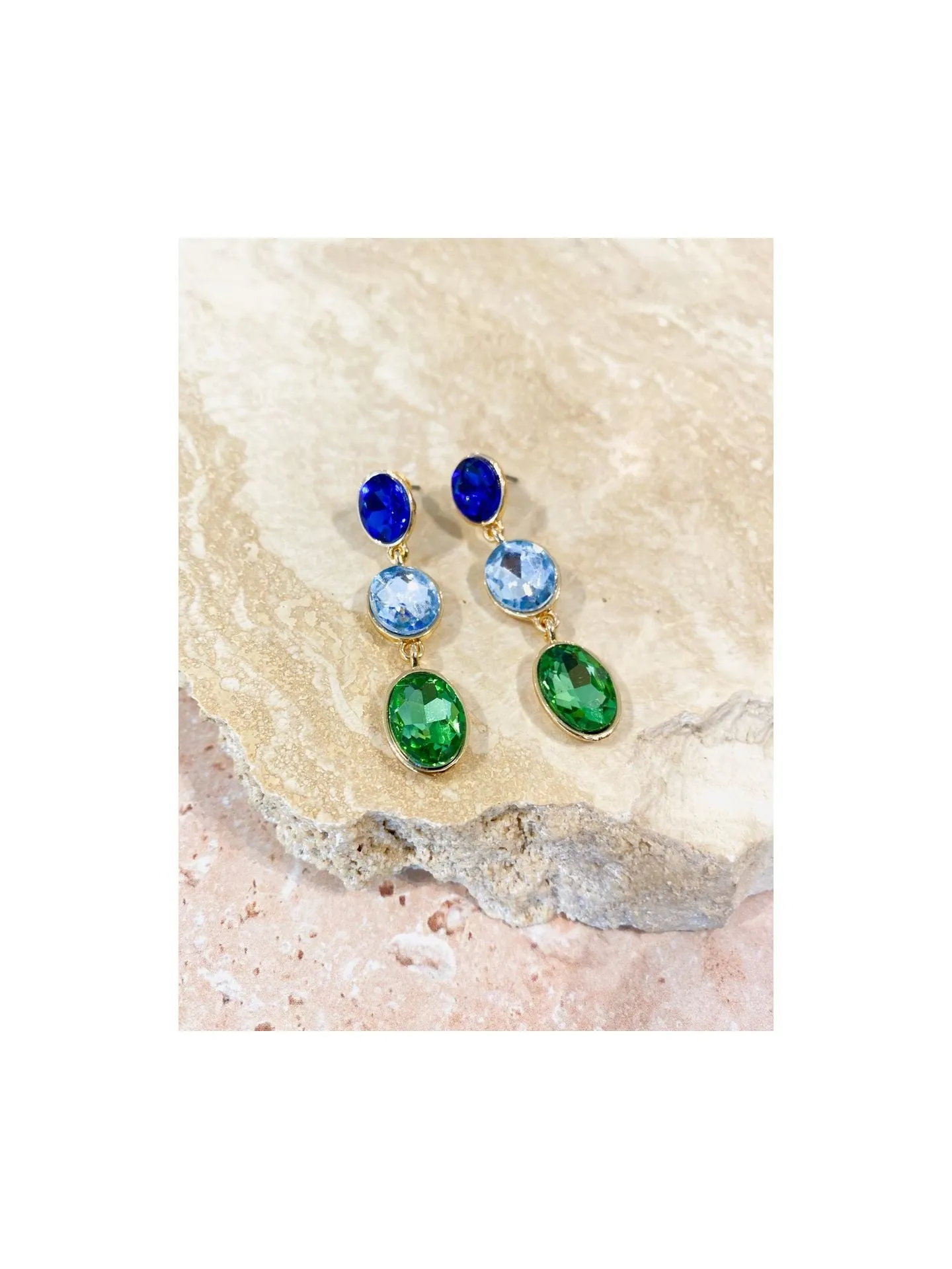 Jewel Circle Drop Earring (Blue & Green)