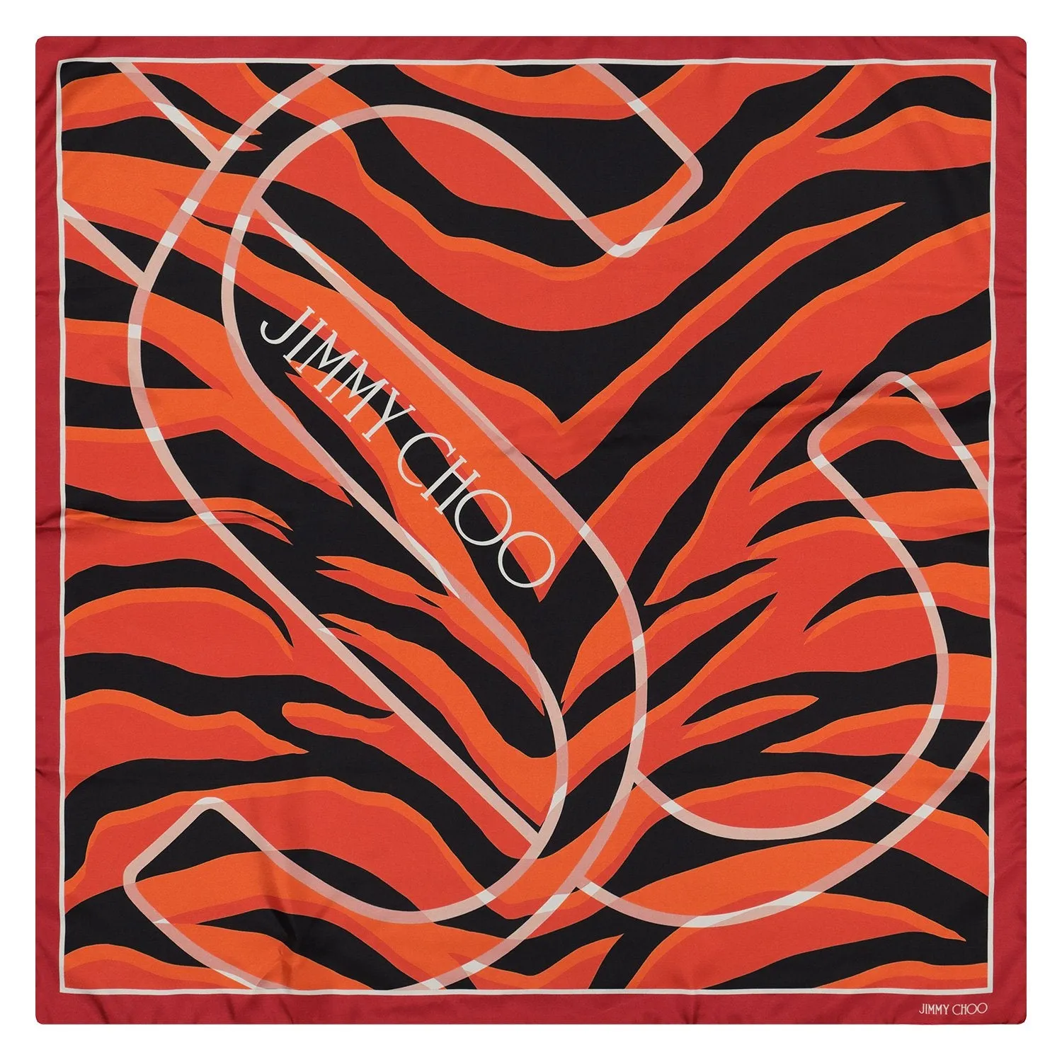 Jimmy Choo Red Silk Foulard Scarf