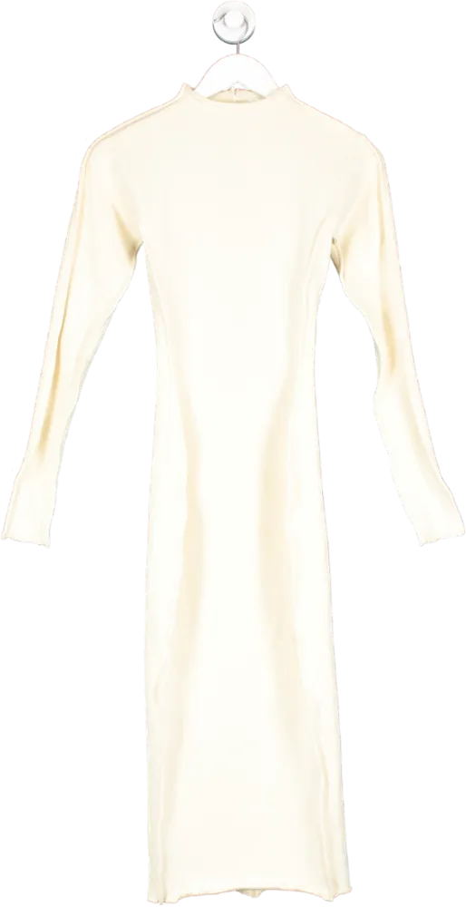 Johansen Cream High Neck Long Sleeve Backless Dress UK XS