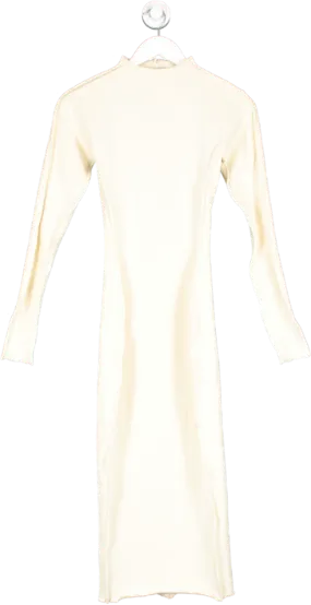 Johansen Cream High Neck Long Sleeve Backless Dress UK XS