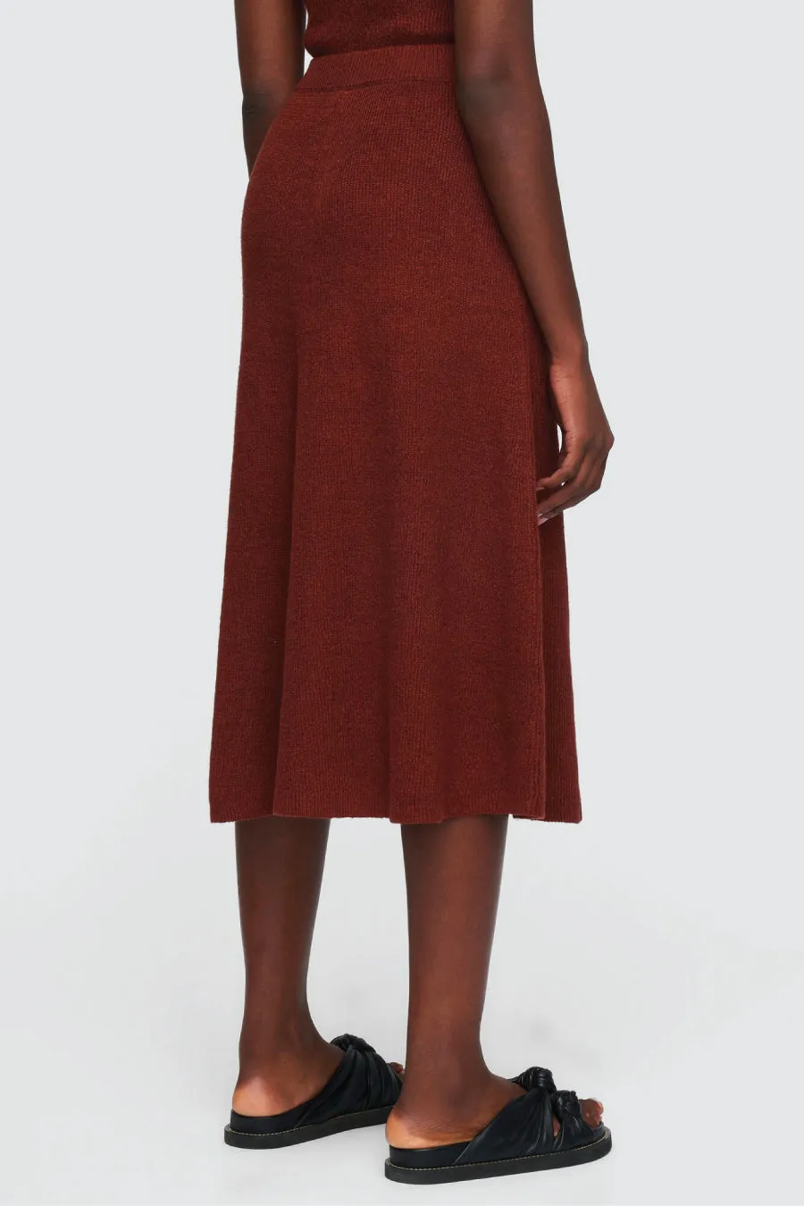 Joseph Linen Cardigan Stitch Knit Skirt - Chestnut