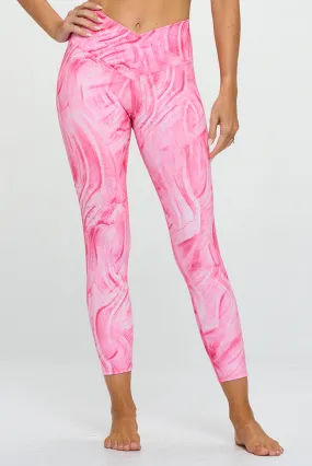 Kate - Magenta Marble Glaze - Cross Over - Capri Legging (High-Waist)