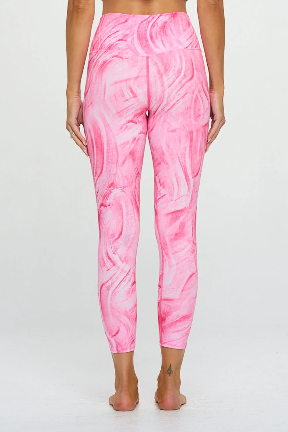 Kate - Magenta Marble Glaze - Cross Over - Capri Legging (High-Waist)