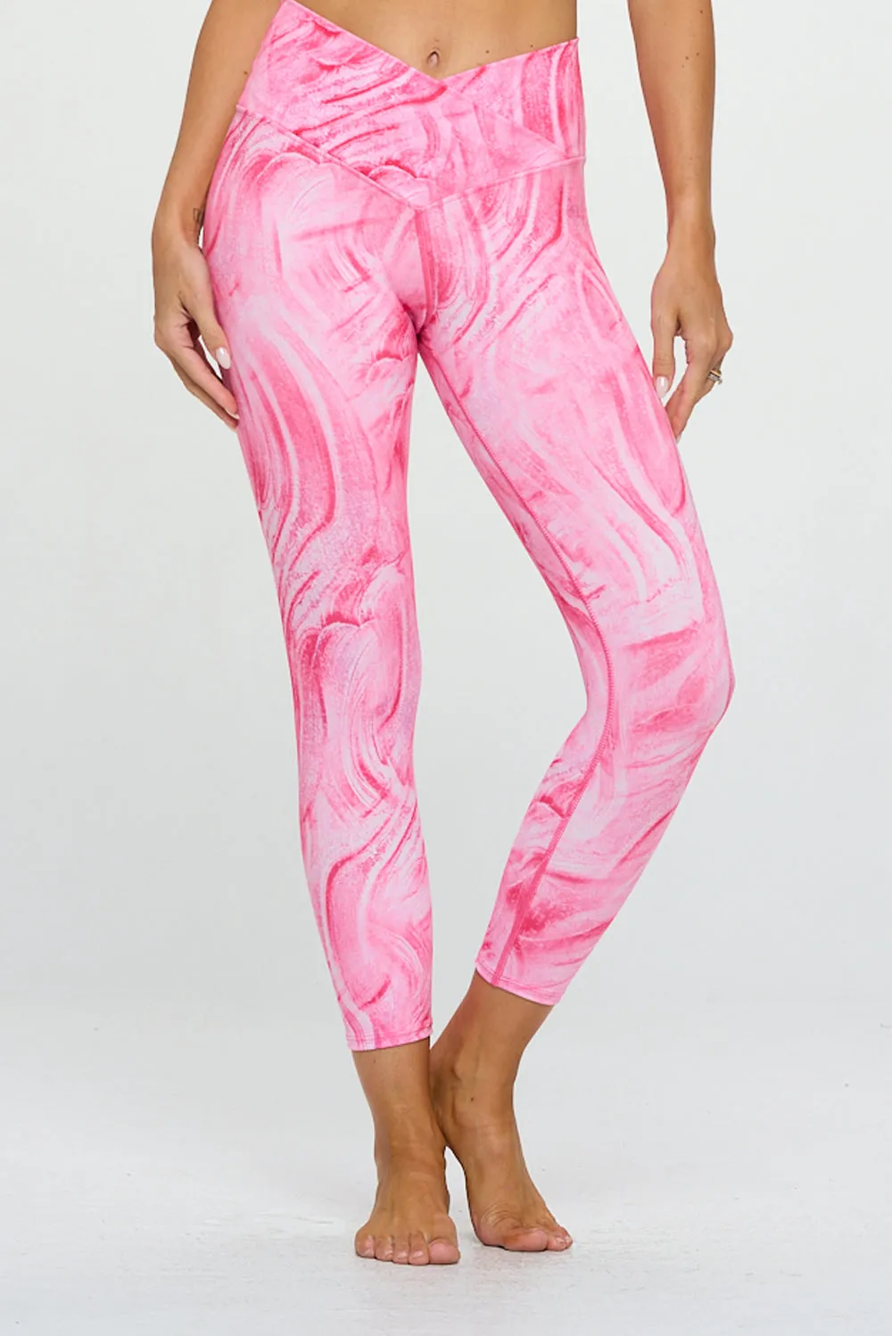 Kate - Magenta Marble Glaze - Cross Over - Capri Legging (High-Waist)