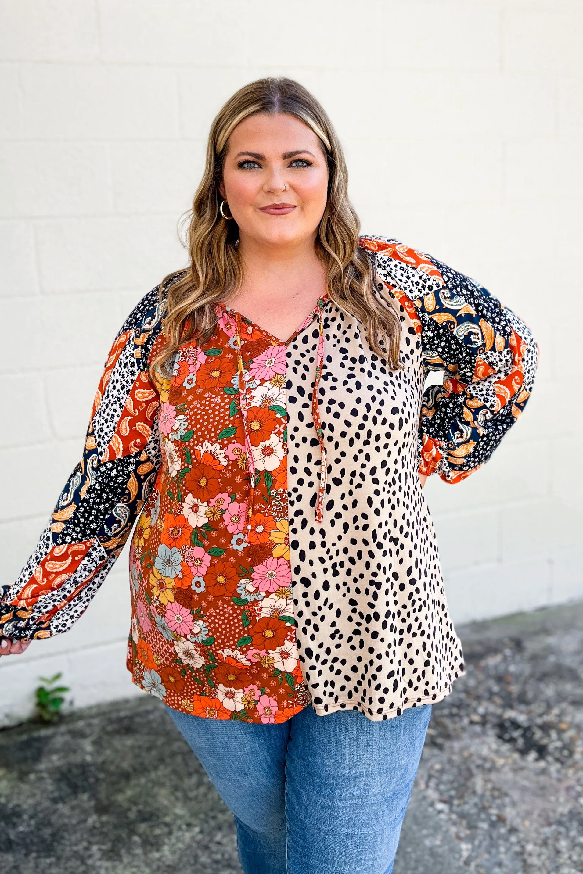 Keep It Up Mix Print Top