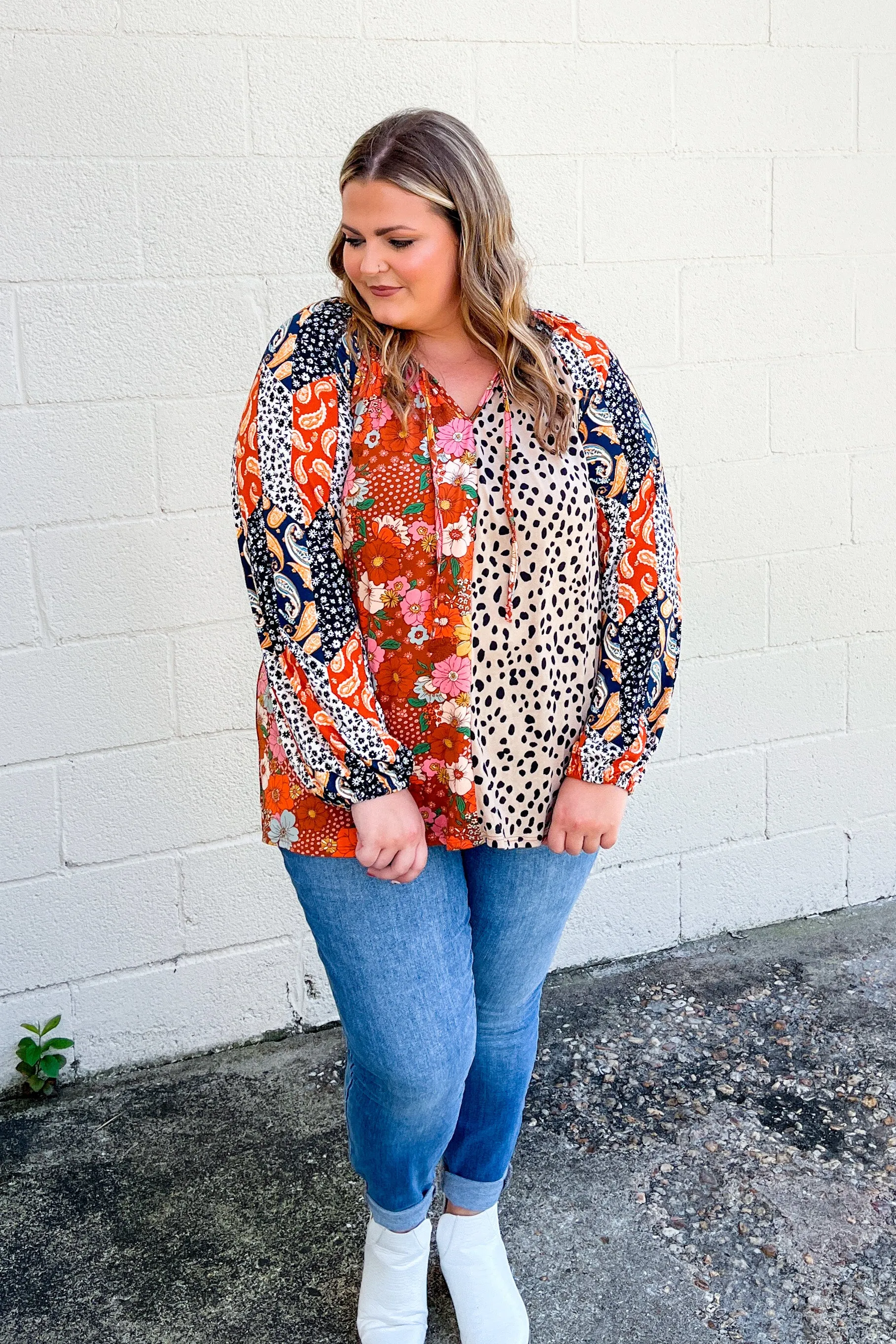 Keep It Up Mix Print Top