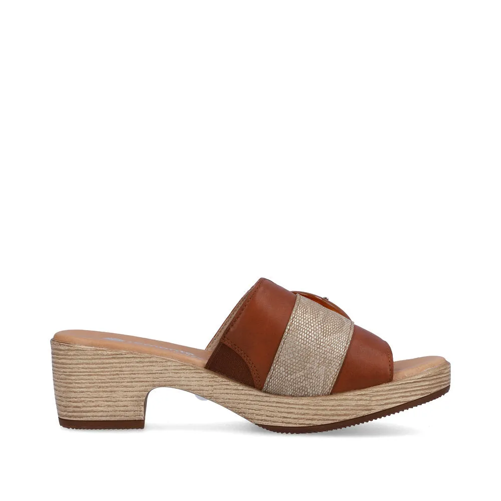 Ladies Remonte Slip On Mules Tan Oversized Buckle D0N53-24 sale