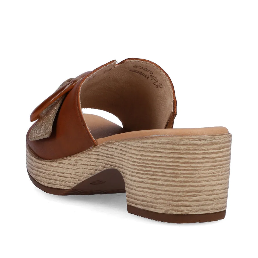 Ladies Remonte Slip On Mules Tan Oversized Buckle D0N53-24 sale