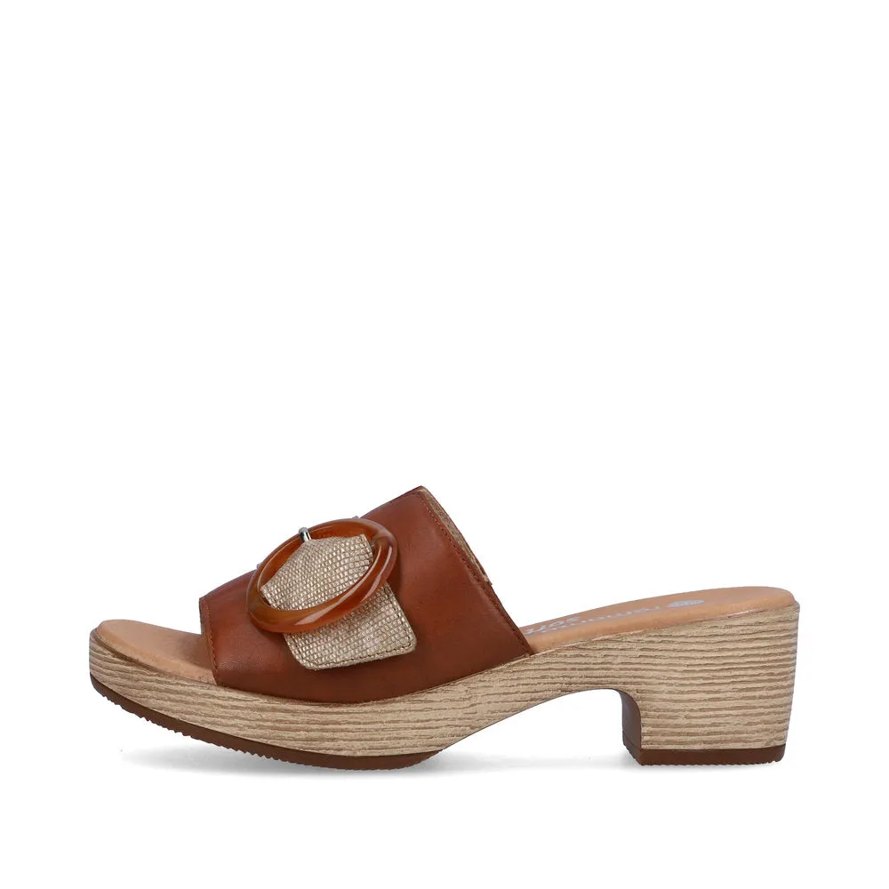 Ladies Remonte Slip On Mules Tan Oversized Buckle D0N53-24 sale