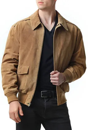 Landing Leathers Men Air Force A-2 Suede Leather Flight Bomber Jacket