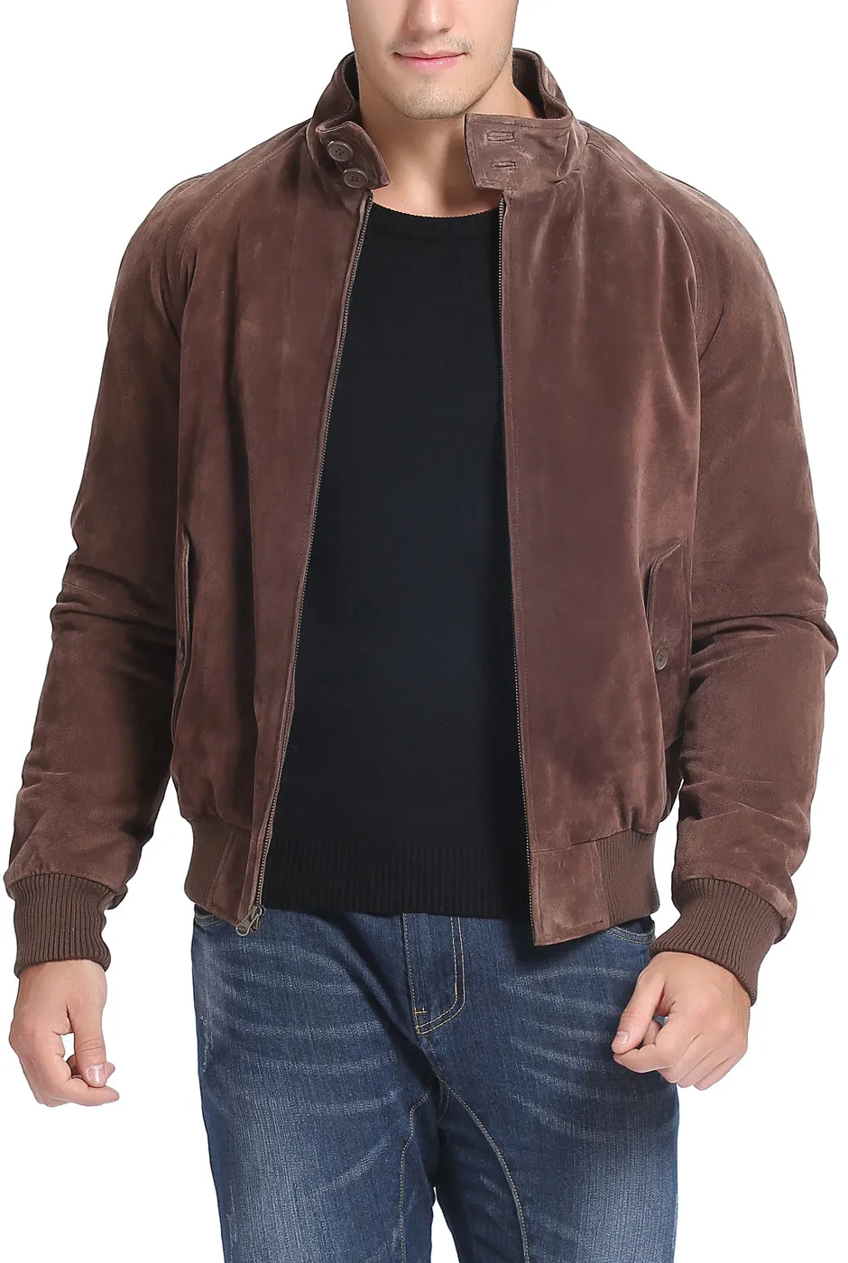 Landing Leathers Men WWII Suede Leather Bomber Jacket