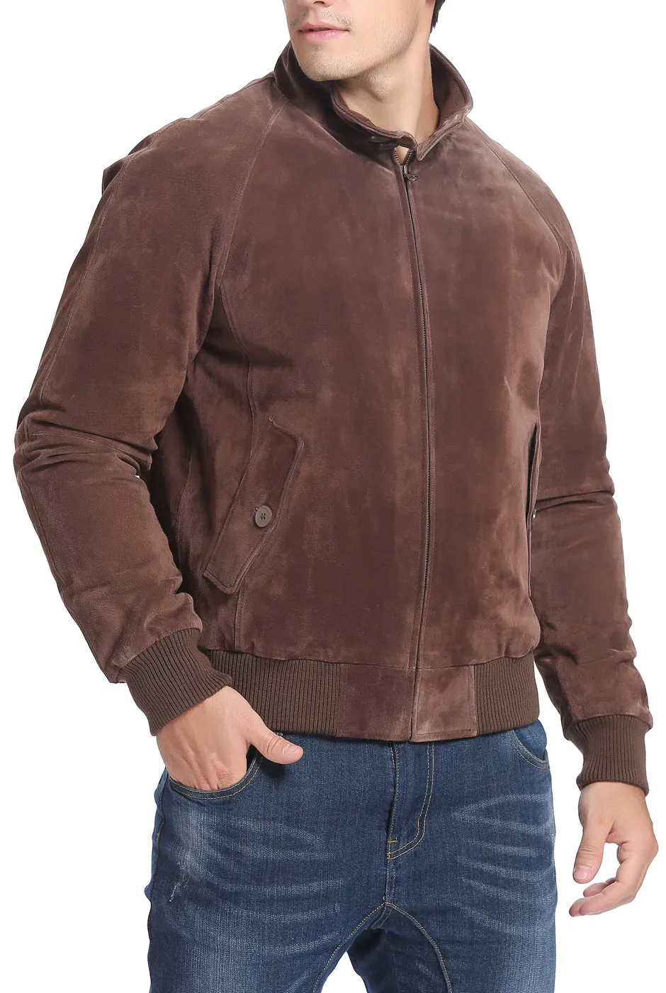 Landing Leathers Men WWII Suede Leather Bomber Jacket