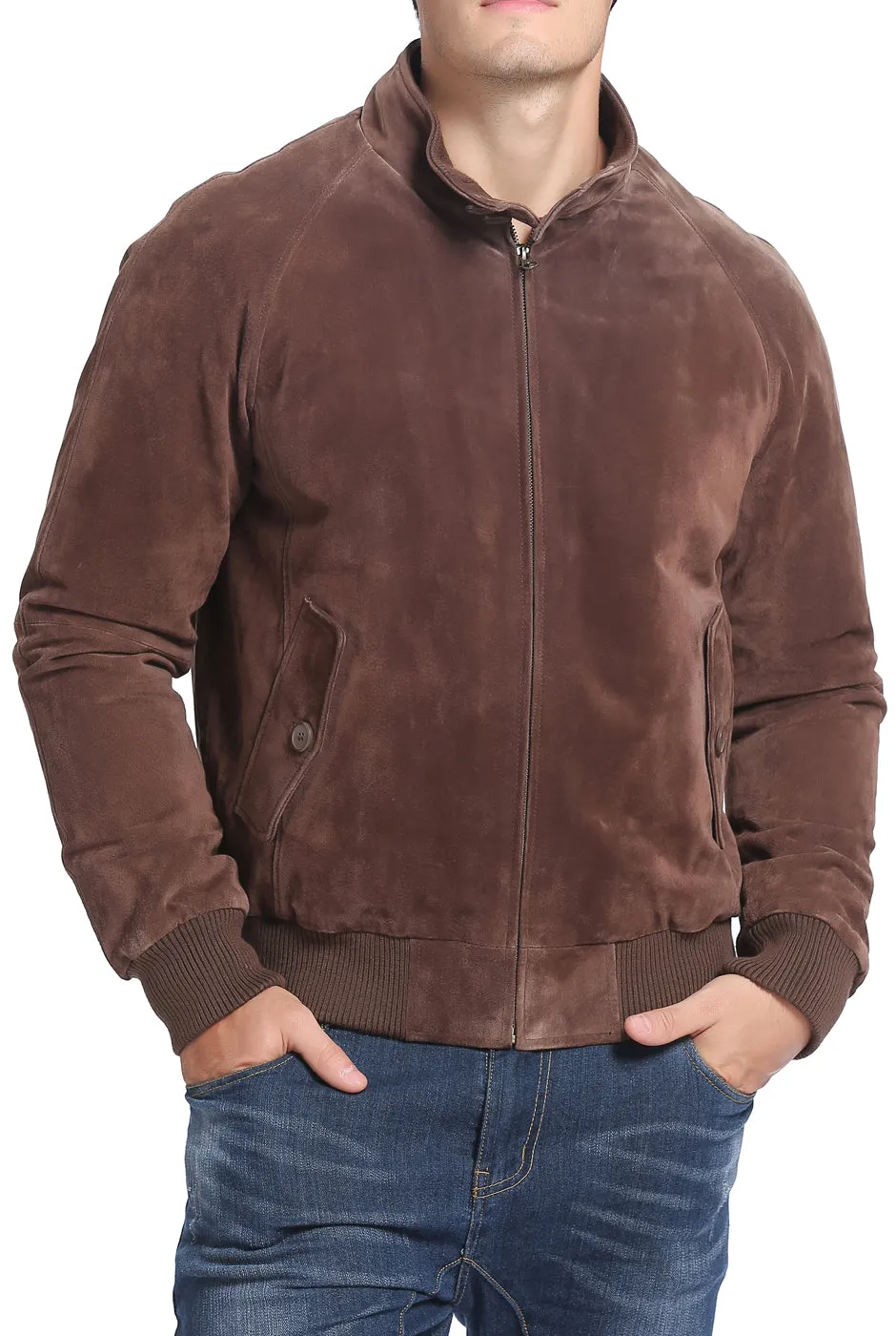 Landing Leathers Men WWII Suede Leather Bomber Jacket