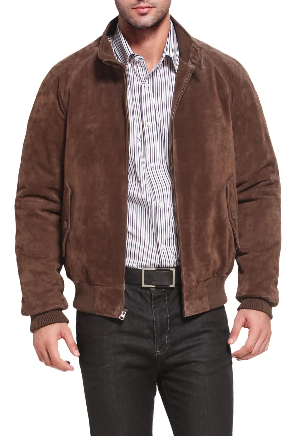 Landing Leathers Men WWII Suede Leather Bomber Jacket