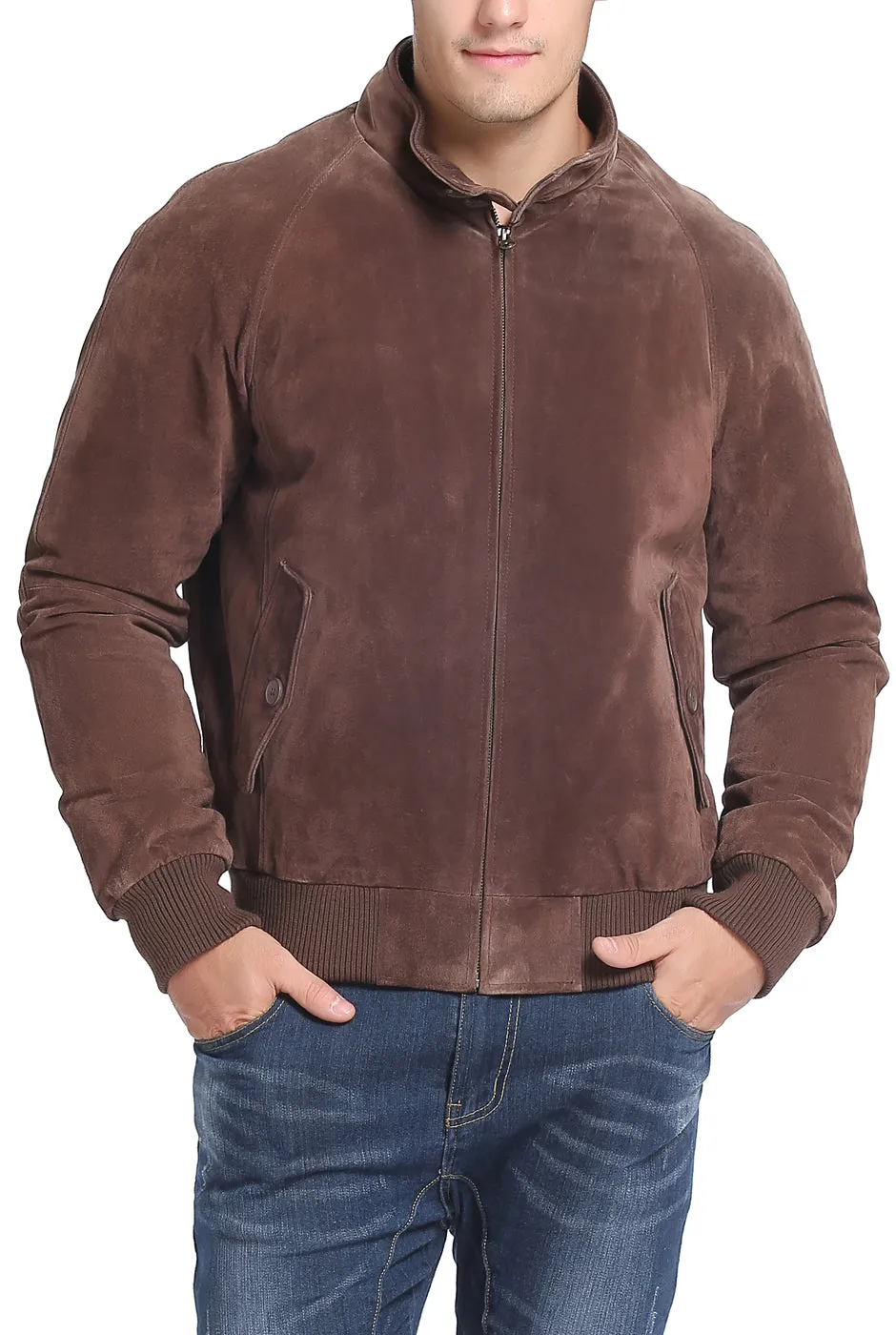 Landing Leathers Men WWII Suede Leather Bomber Jacket