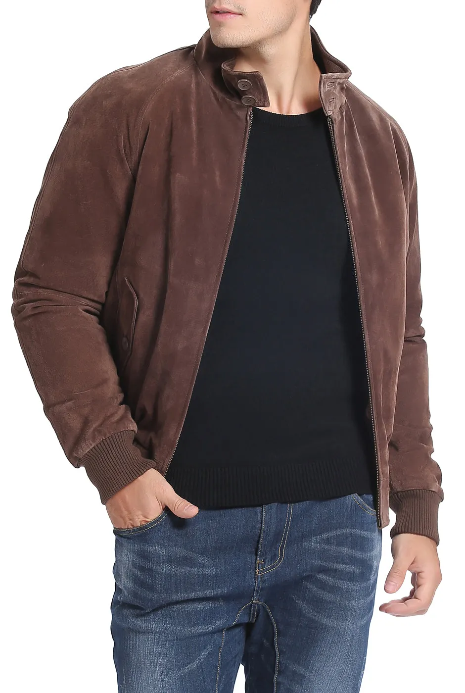 Landing Leathers Men WWII Suede Leather Bomber Jacket