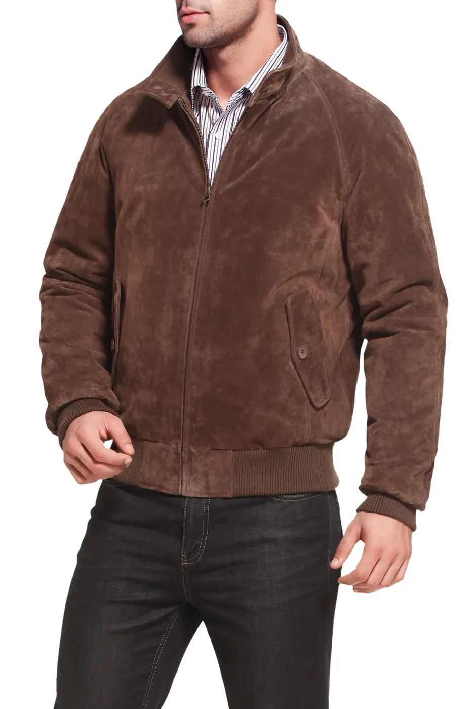 Landing Leathers Men WWII Suede Leather Bomber Jacket