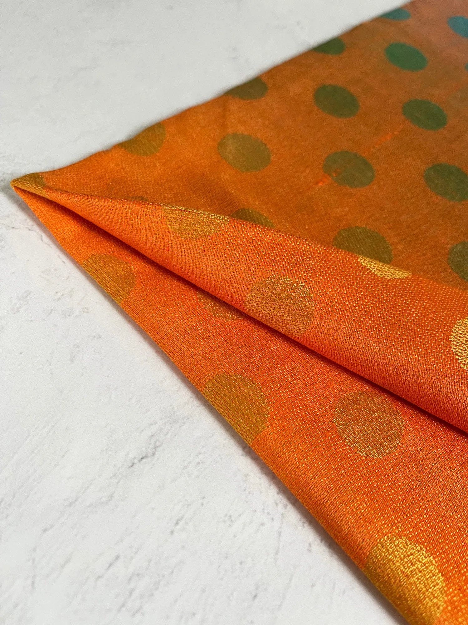 LARGE ORANGE MULTI-COLOUR DOT PRINT PASHMINA SHAWL SCARF