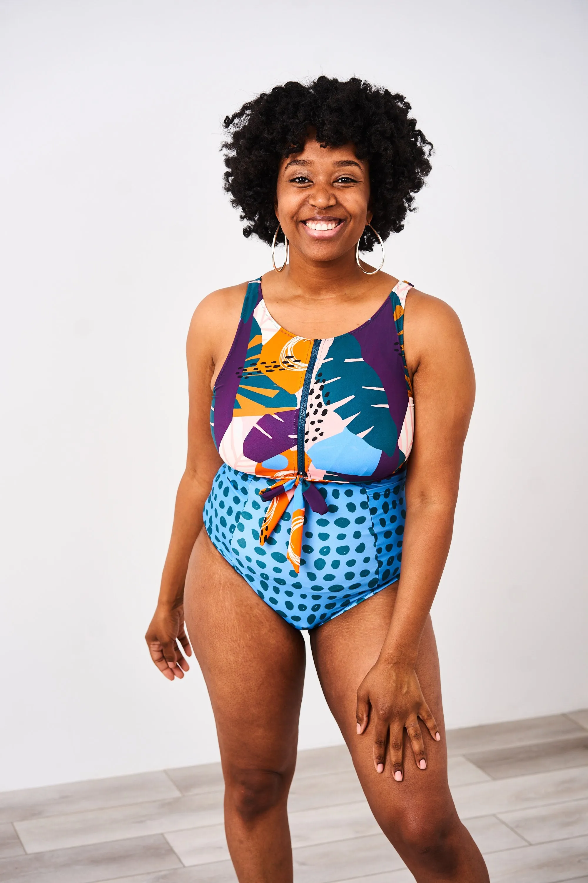 Latched Mama Front Zip Nursing Swim One Piece with Pockets