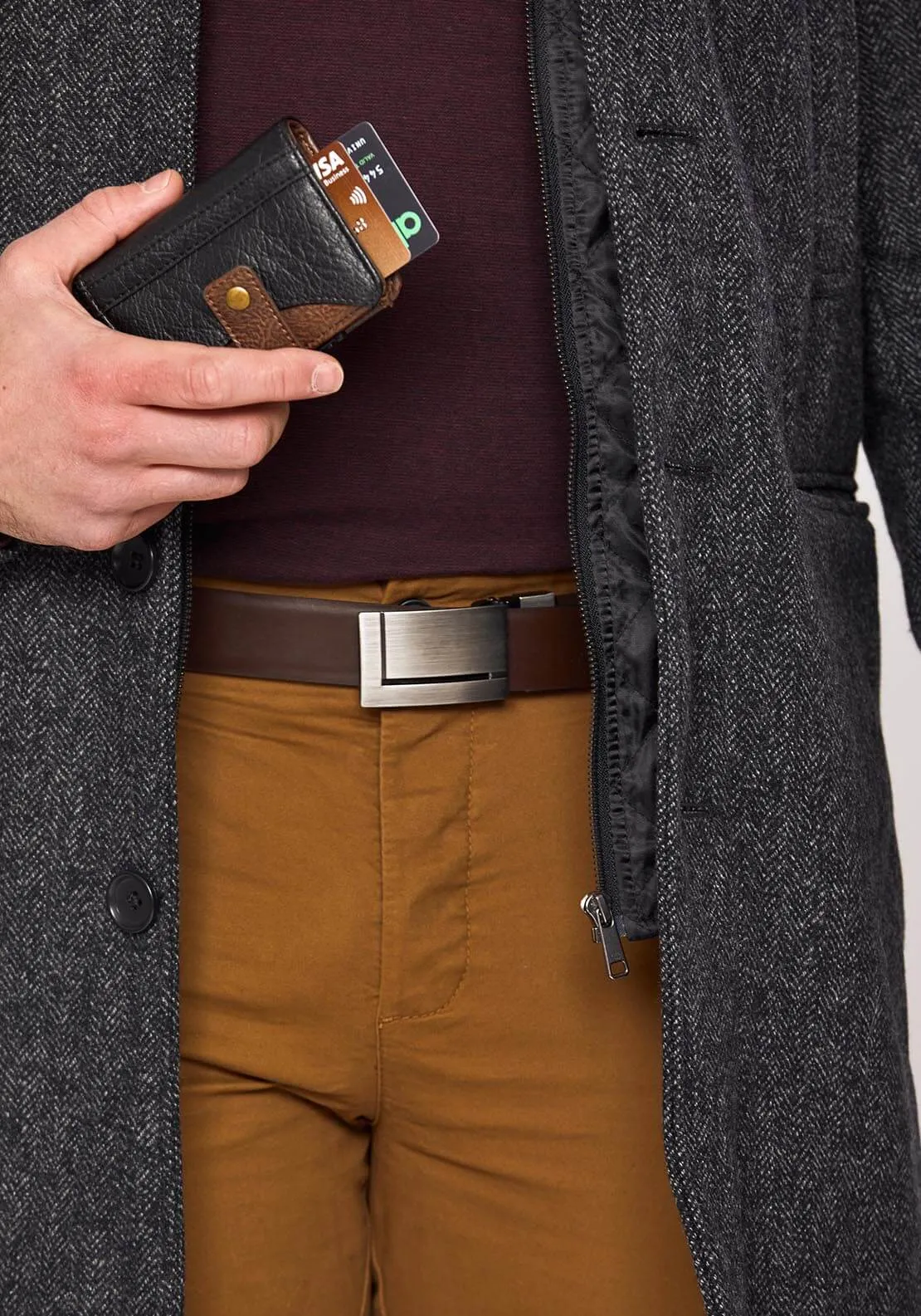 Leather Reversible Belt & Card Slider Wallet Set