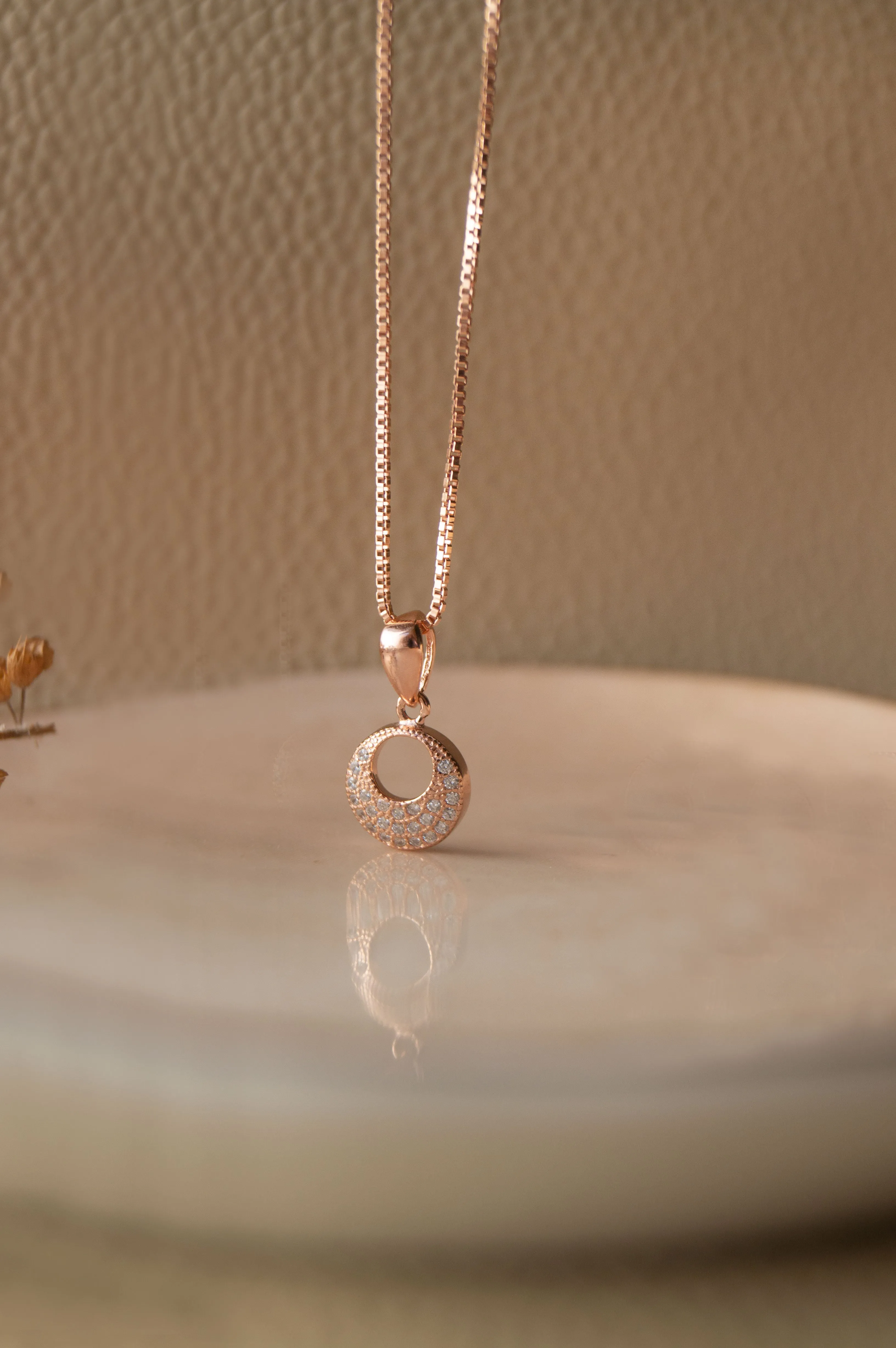 Little Circle Aura Rose Gold Plated Sterling Silver Pendant Set