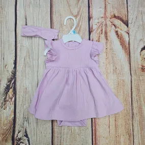 LITTLE ME LILAC KNIT DRESS SET