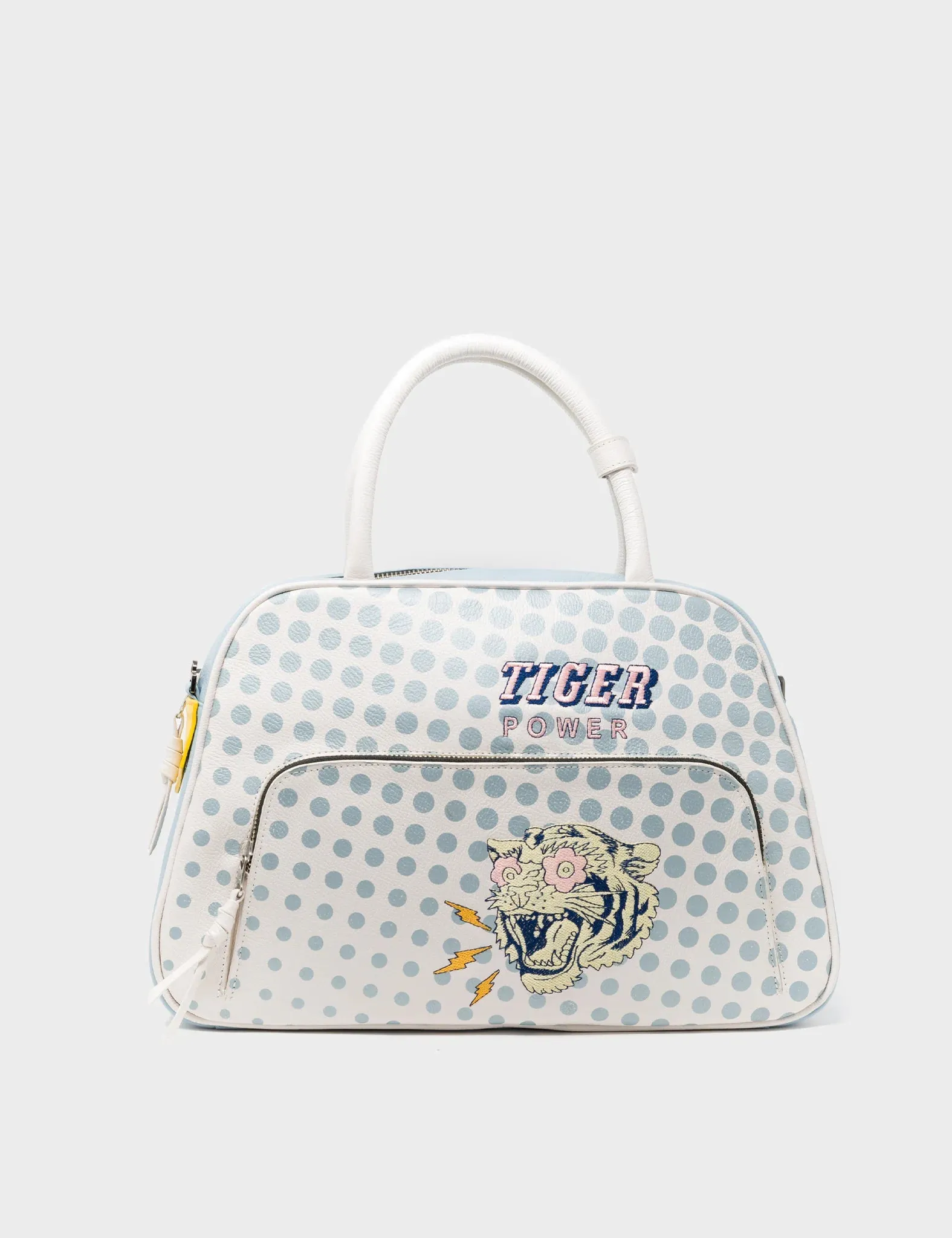 Marino Large Cream Crossbody Leather Bag - Herocity Tiger Power Embroidery