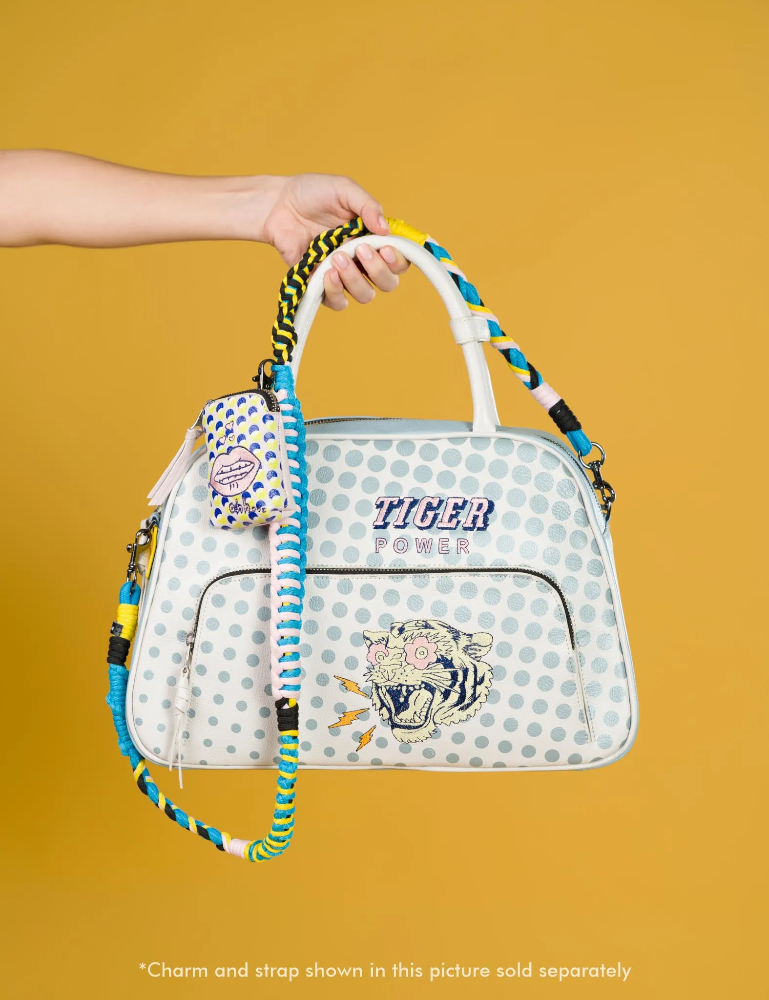 Marino Large Cream Crossbody Leather Bag - Herocity Tiger Power Embroidery