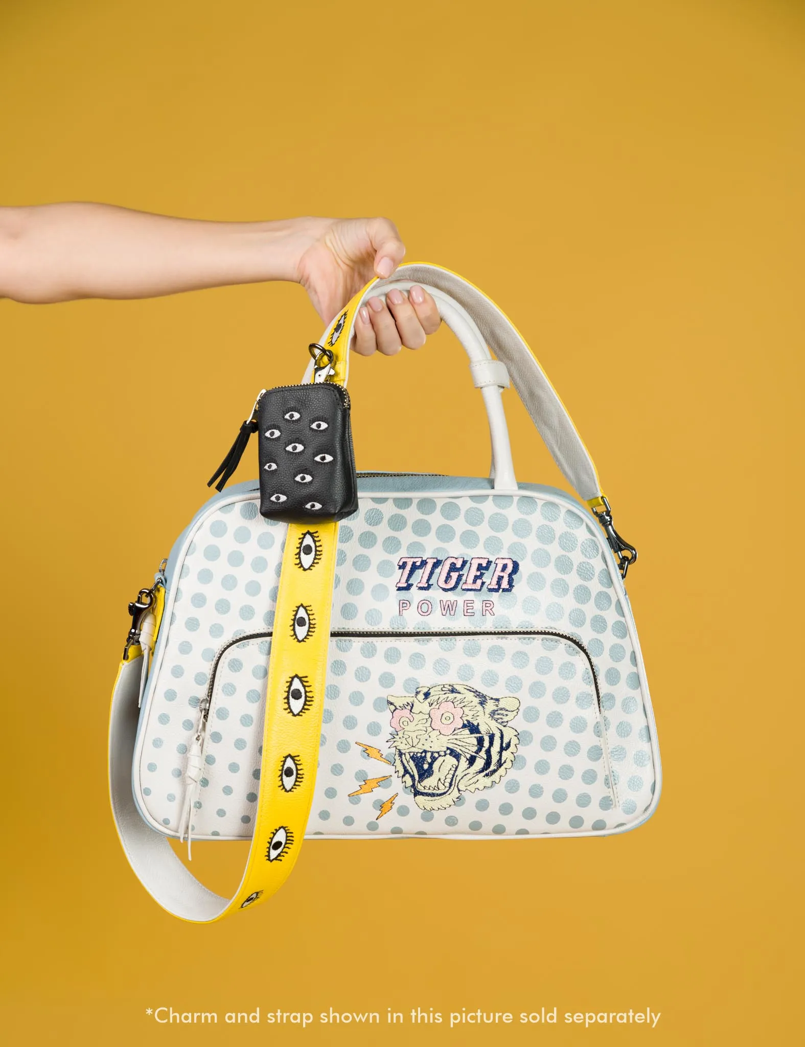 Marino Large Cream Crossbody Leather Bag - Herocity Tiger Power Embroidery