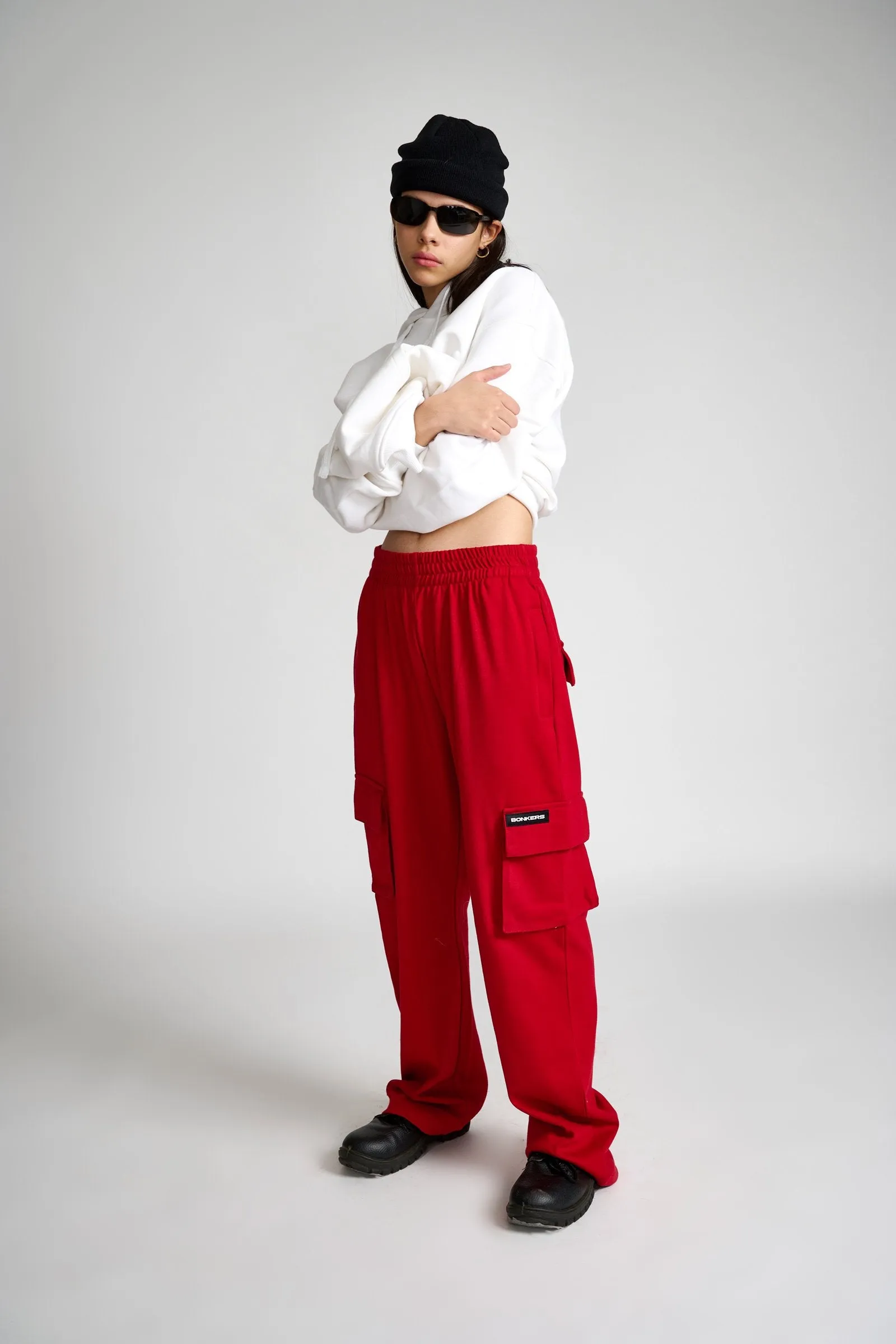 Maroon Utility Straight Fit Pants