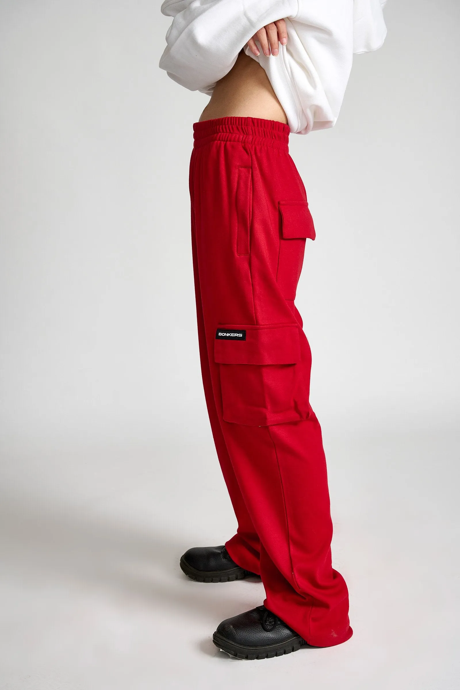 Maroon Utility Straight Fit Pants