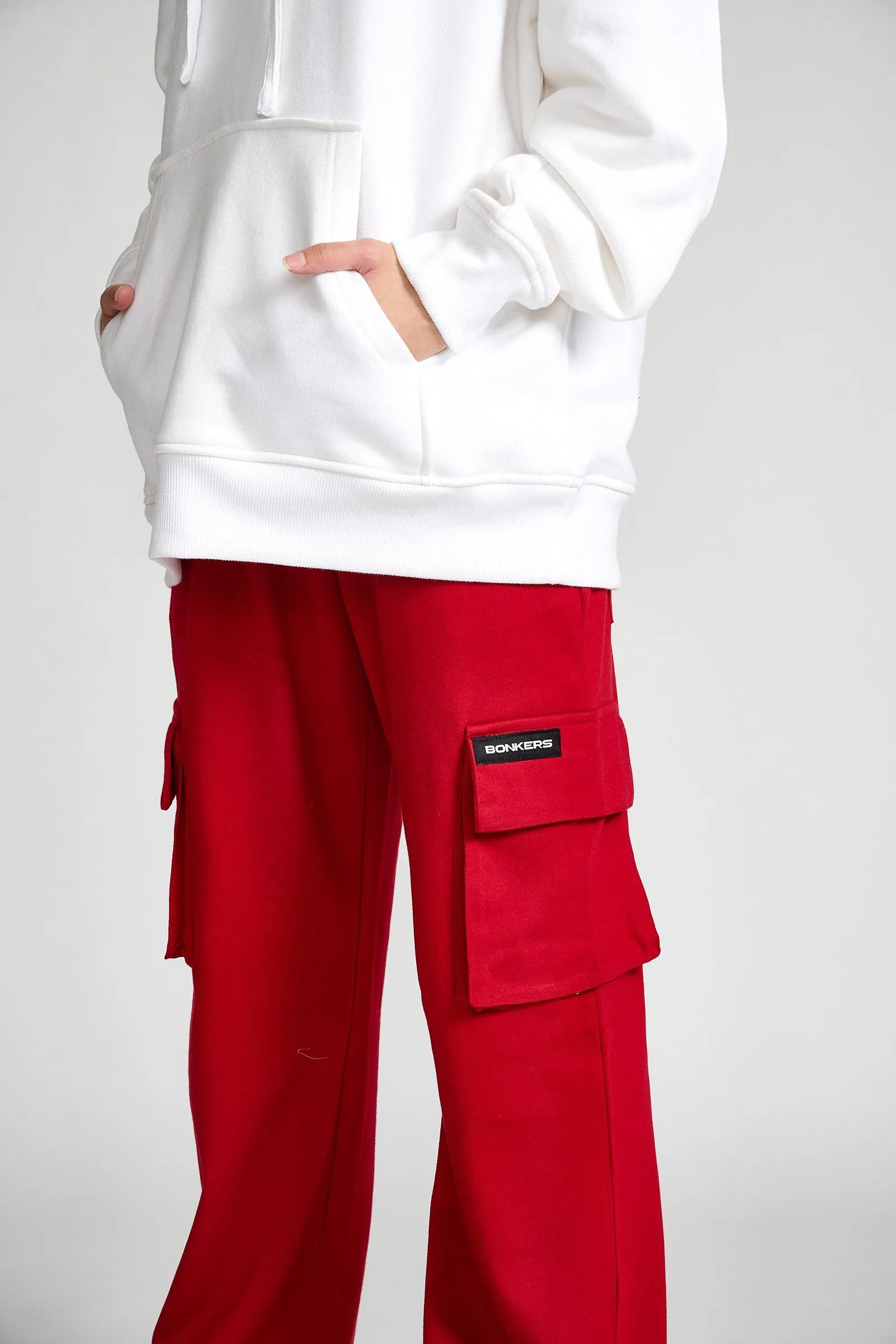 Maroon Utility Straight Fit Pants