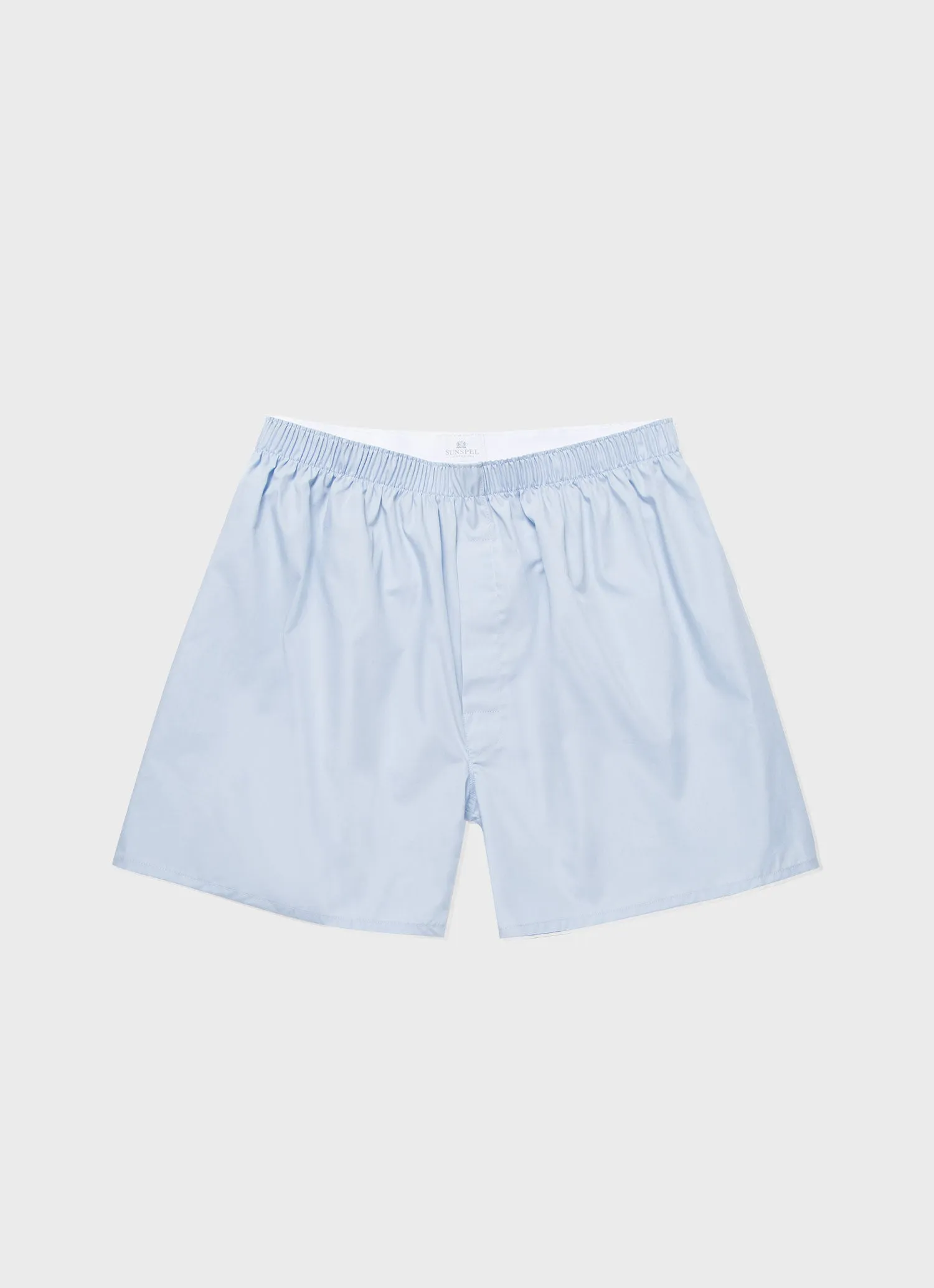 Men's Long Cut Classic Boxer Shorts in Plain Blue