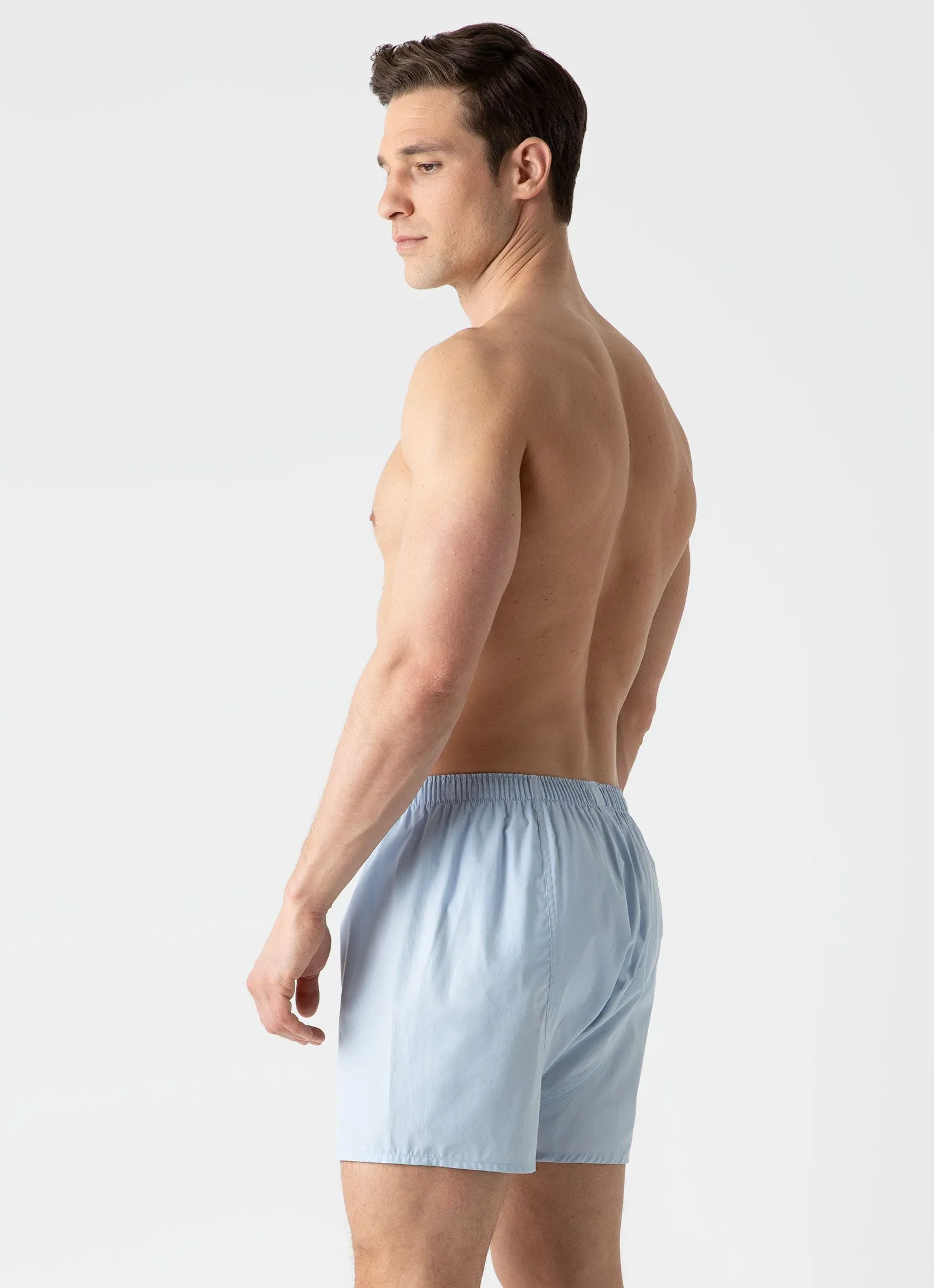 Men's Long Cut Classic Boxer Shorts in Plain Blue