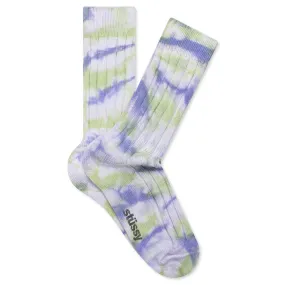 Multi Dyed Ribbed Socks - Purple/Green