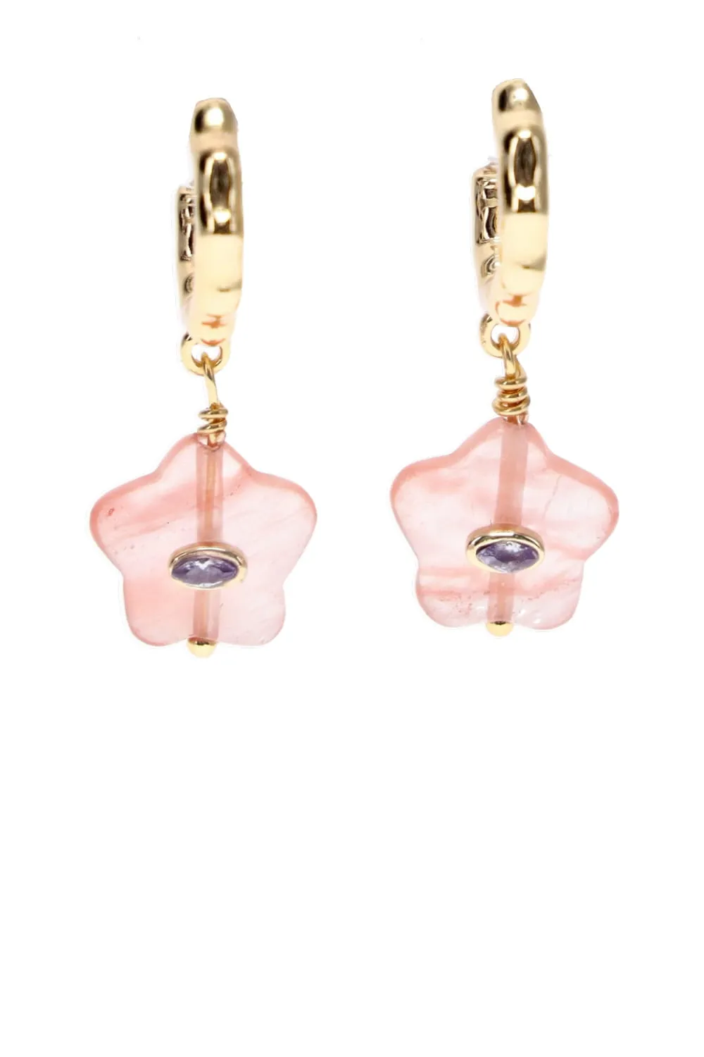 Nadia Pink Floral Hoop Earrings