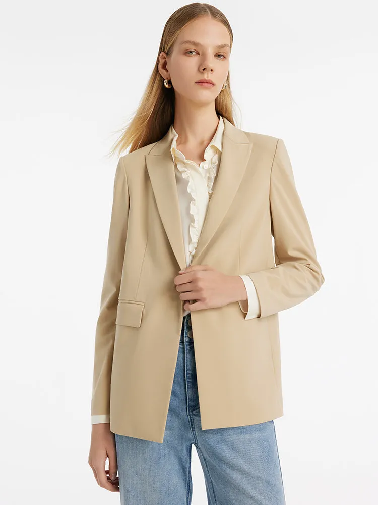 Notched Lapel One Button Women Blazer