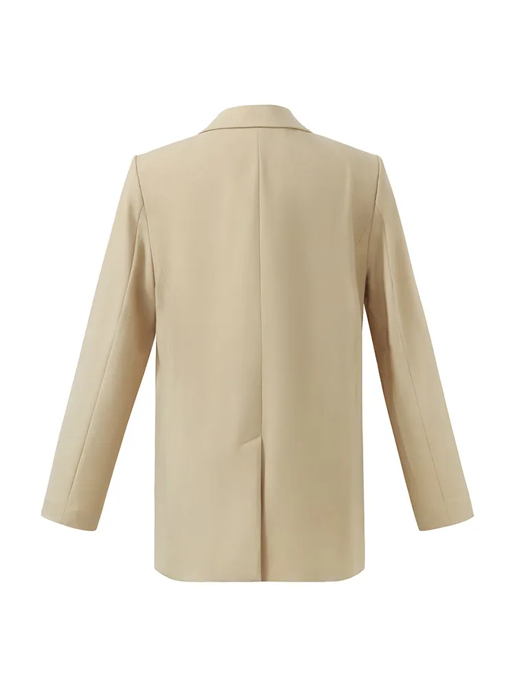 Notched Lapel One Button Women Blazer