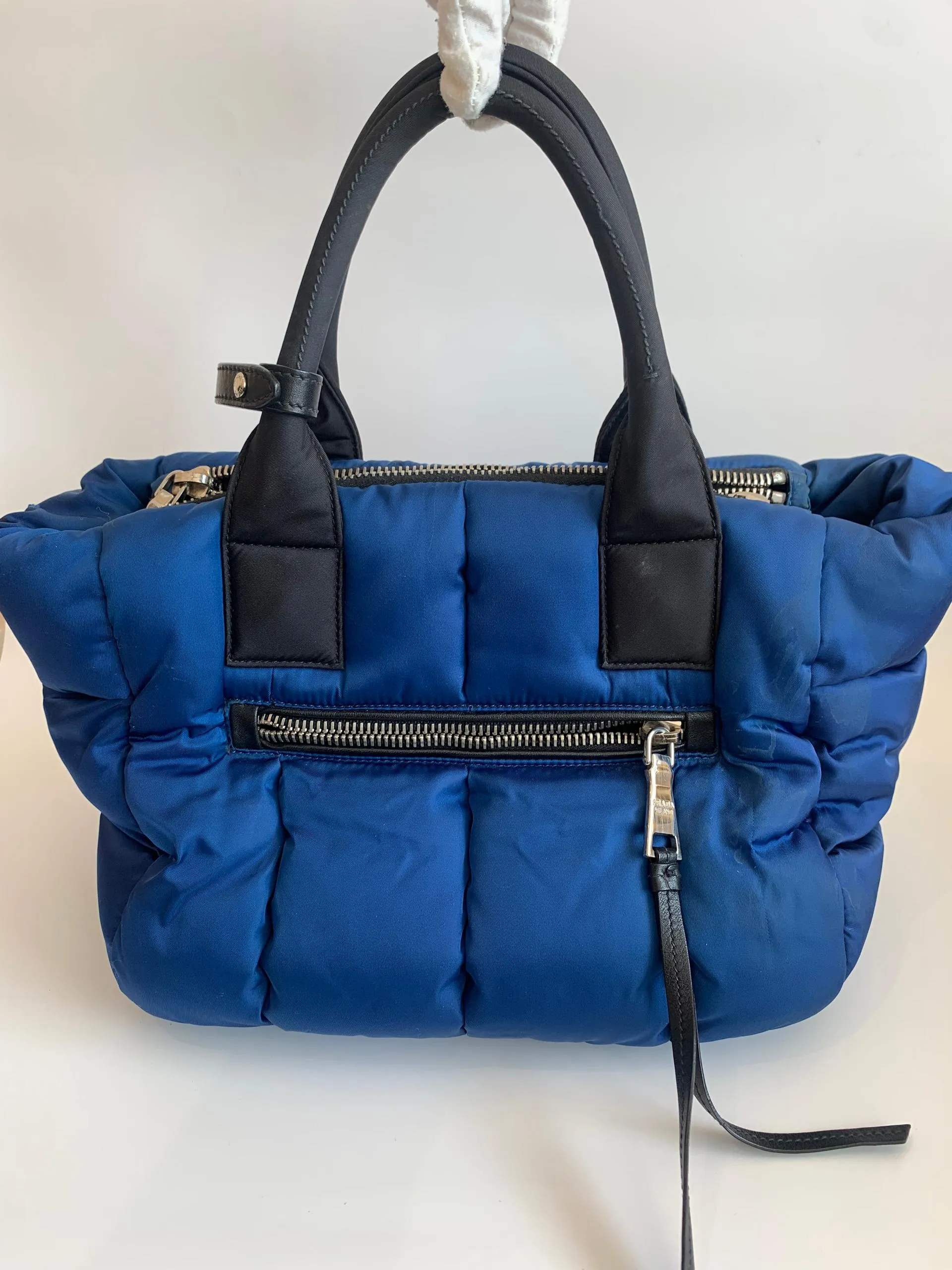 Nylon 2-Way Tessuto Bomber Tote in Blue