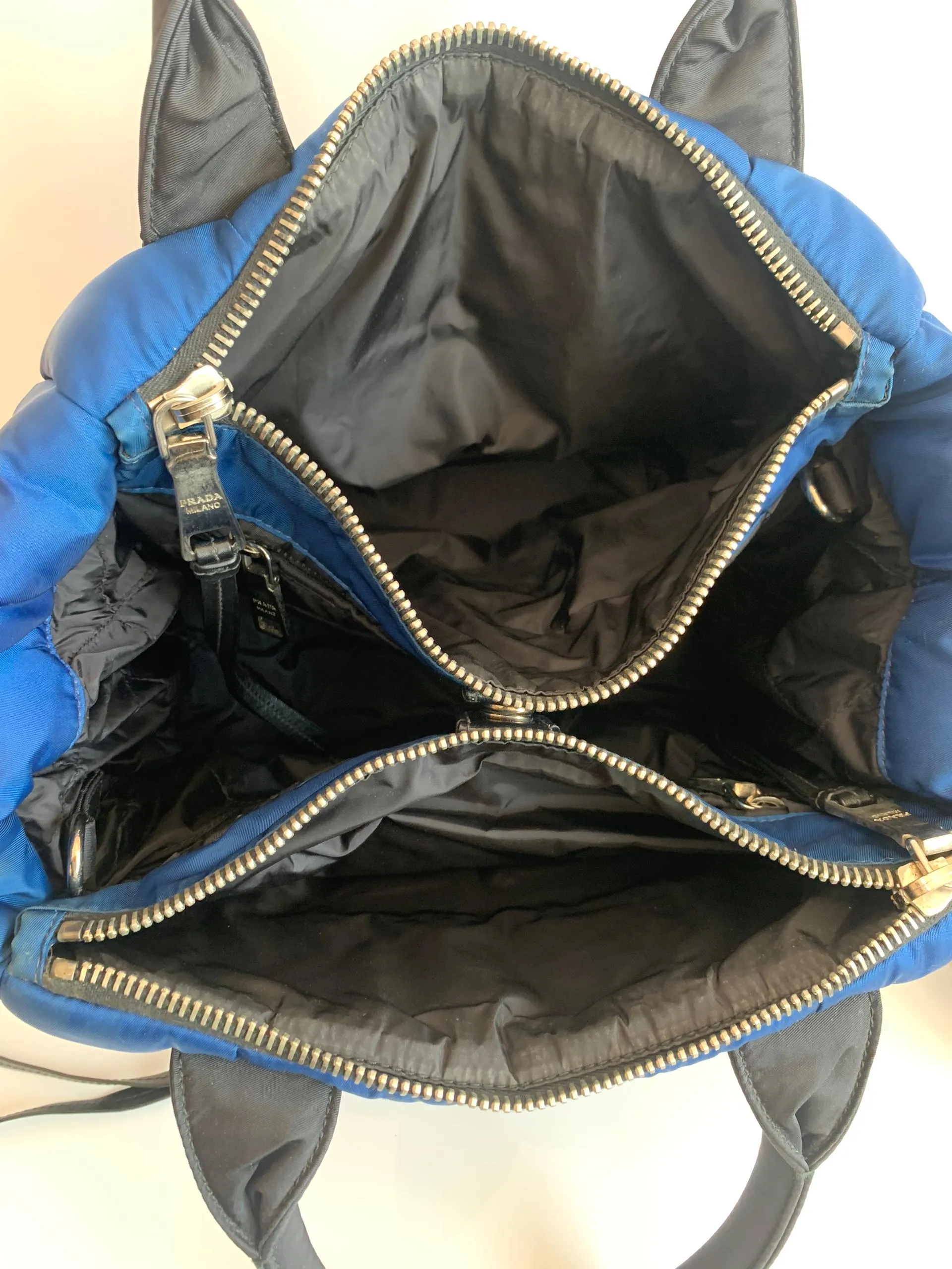 Nylon 2-Way Tessuto Bomber Tote in Blue