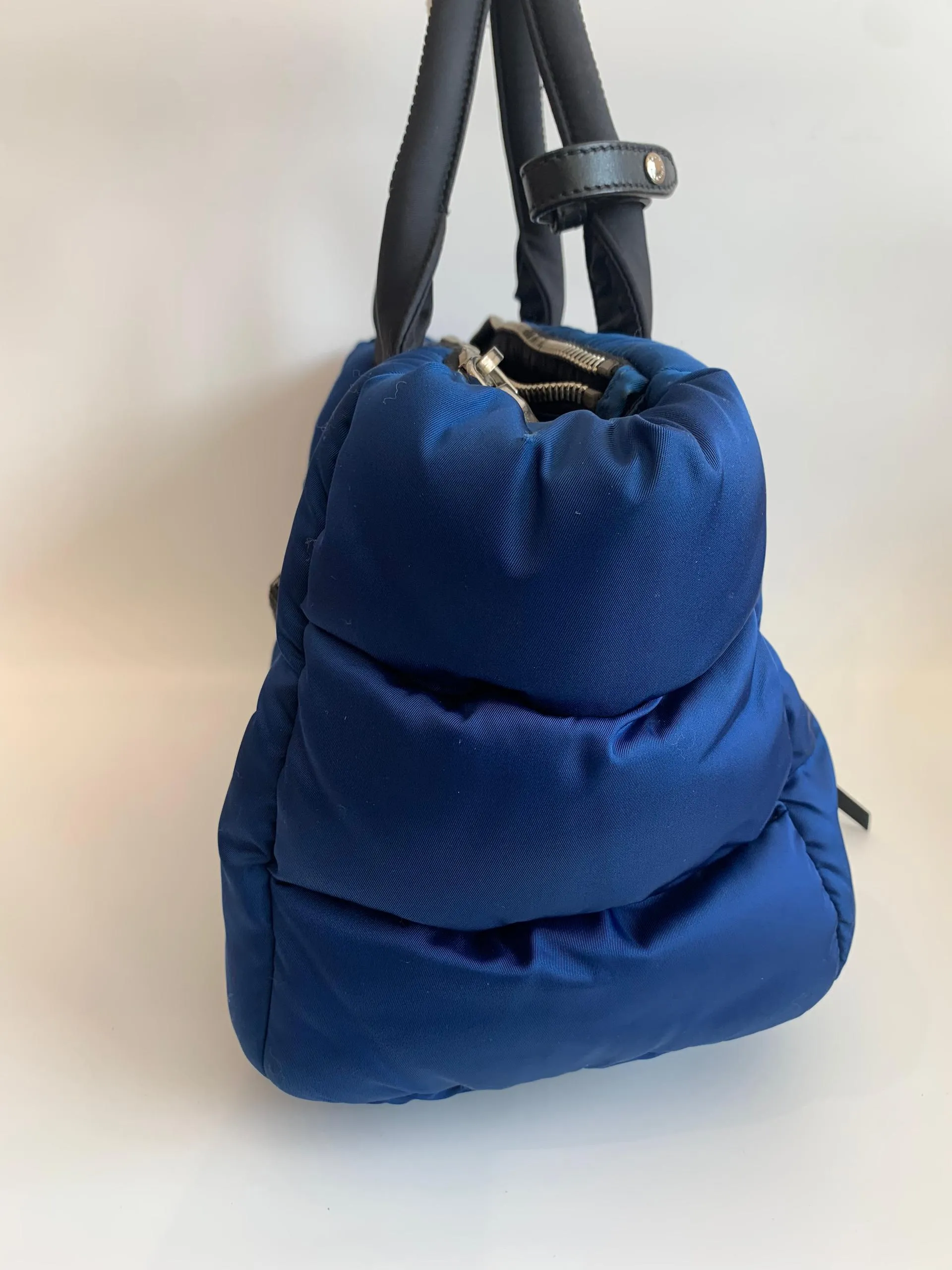 Nylon 2-Way Tessuto Bomber Tote in Blue