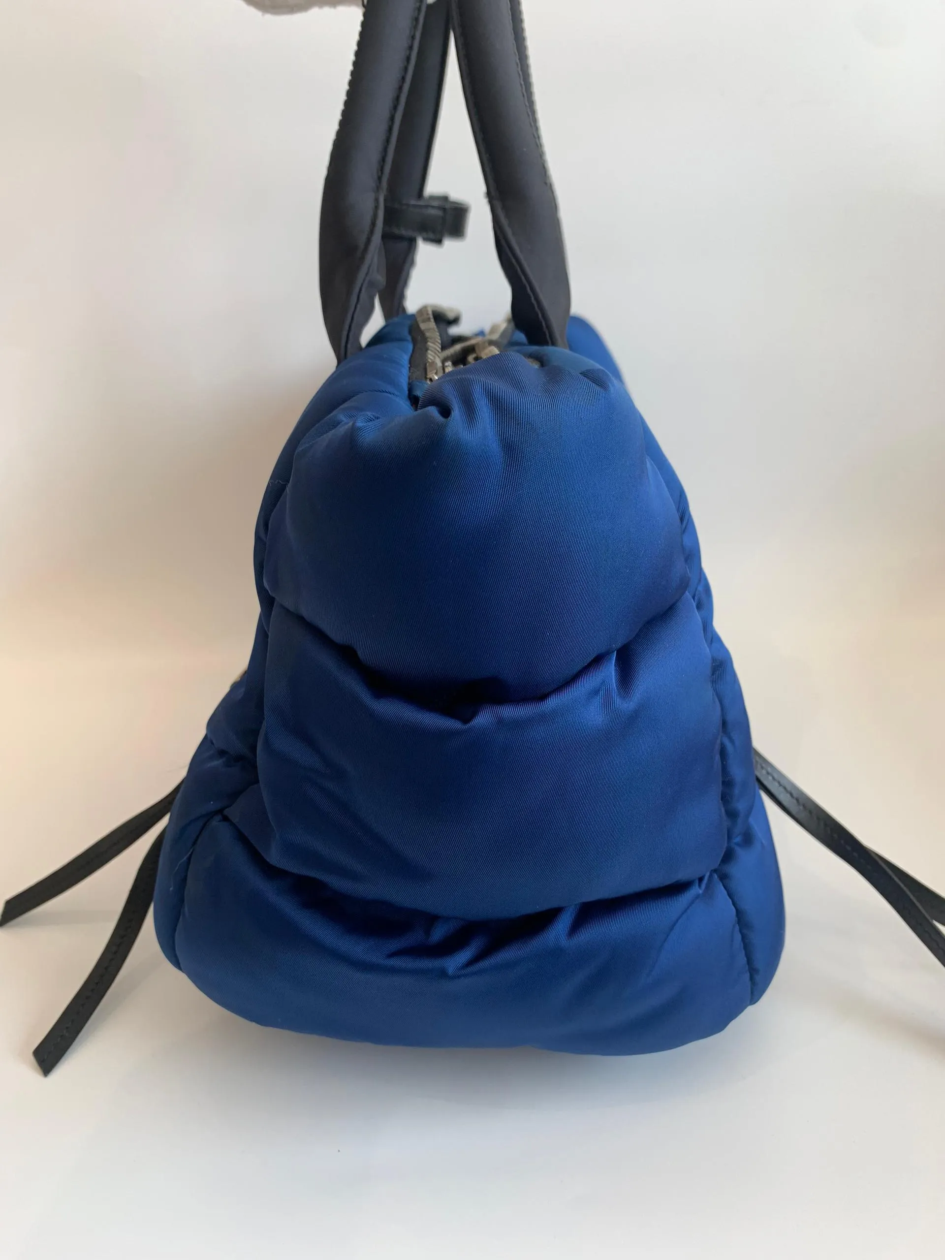 Nylon 2-Way Tessuto Bomber Tote in Blue