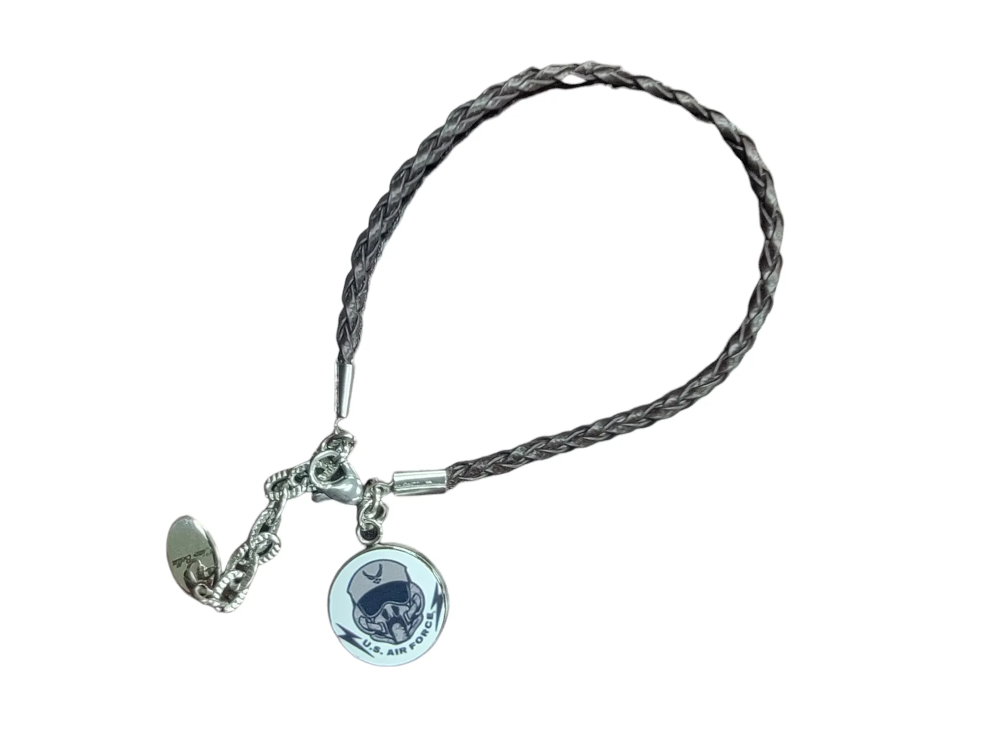 Officially Licensed Air Force Seal, Air Force Roundel, Air Force Trooper, Air Force Target, Air Force Wings or Air Force Thunderbirds Charm Leather Bracelet | Stylish and Patriotic Way to Show Your Support