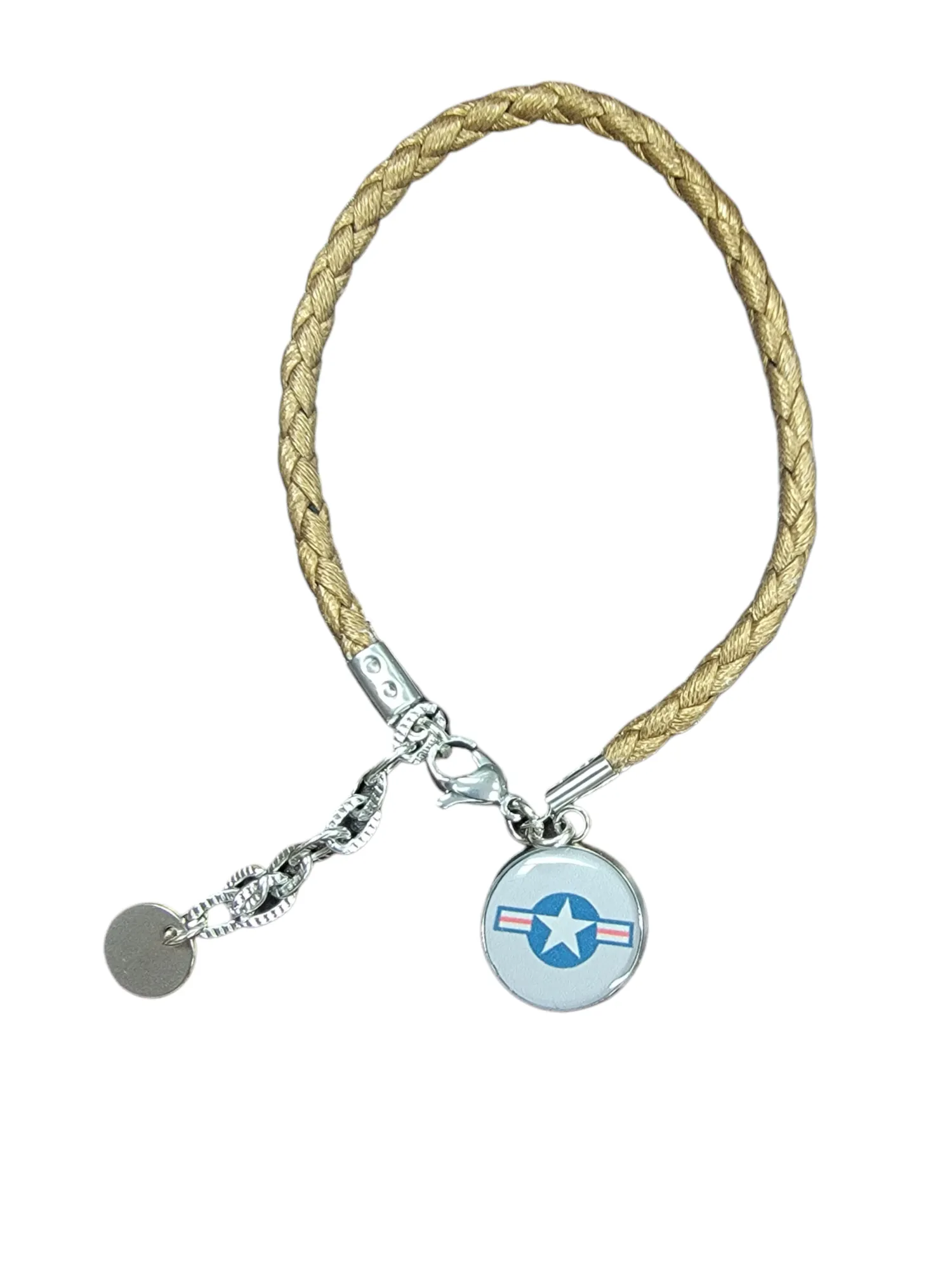 Officially Licensed Air Force Seal, Air Force Roundel, Air Force Trooper, Air Force Target, Air Force Wings or Air Force Thunderbirds Charm Leather Bracelet | Stylish and Patriotic Way to Show Your Support