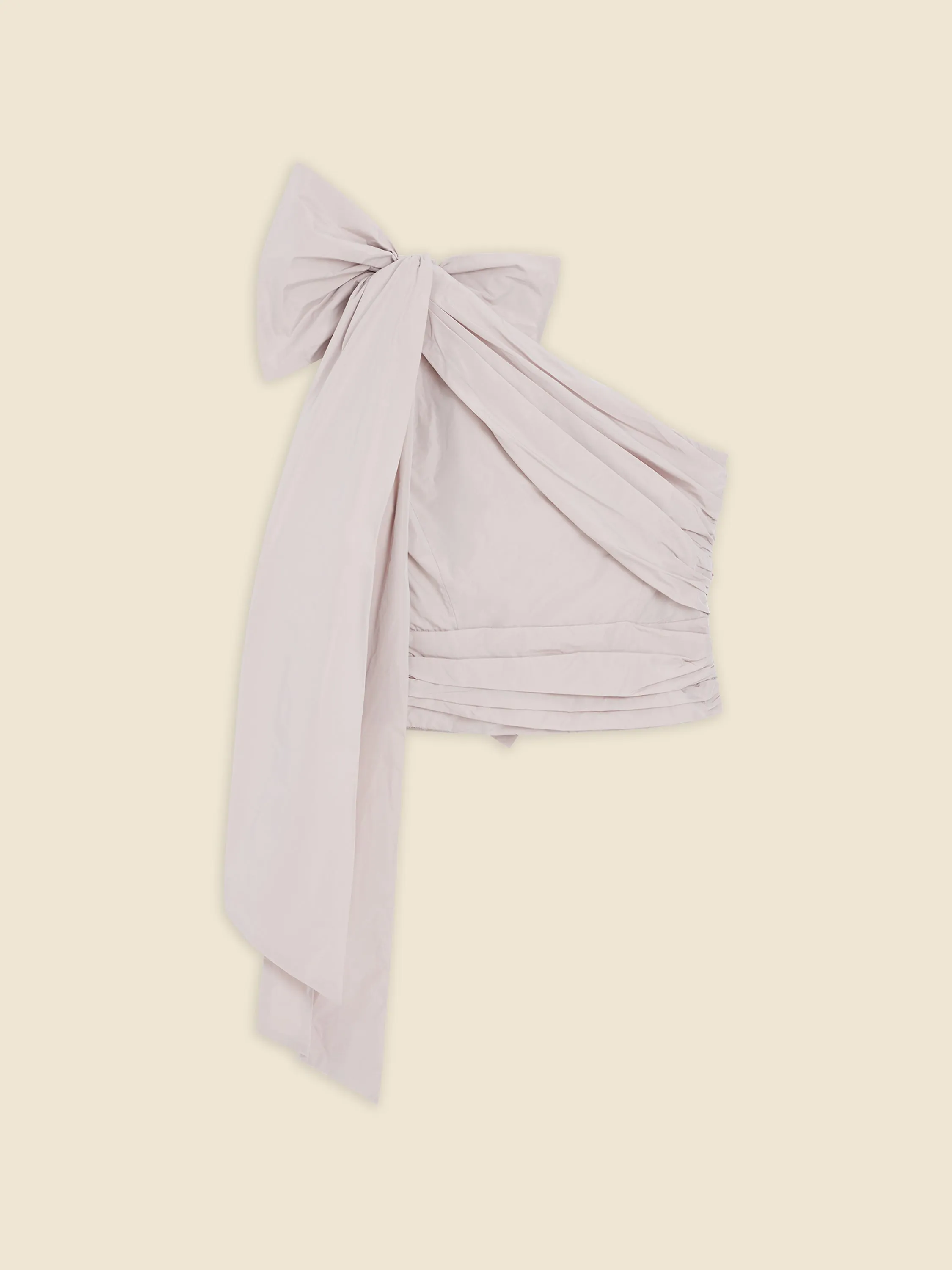 ONE-SHOULDER DRAPE BOW SHIRT