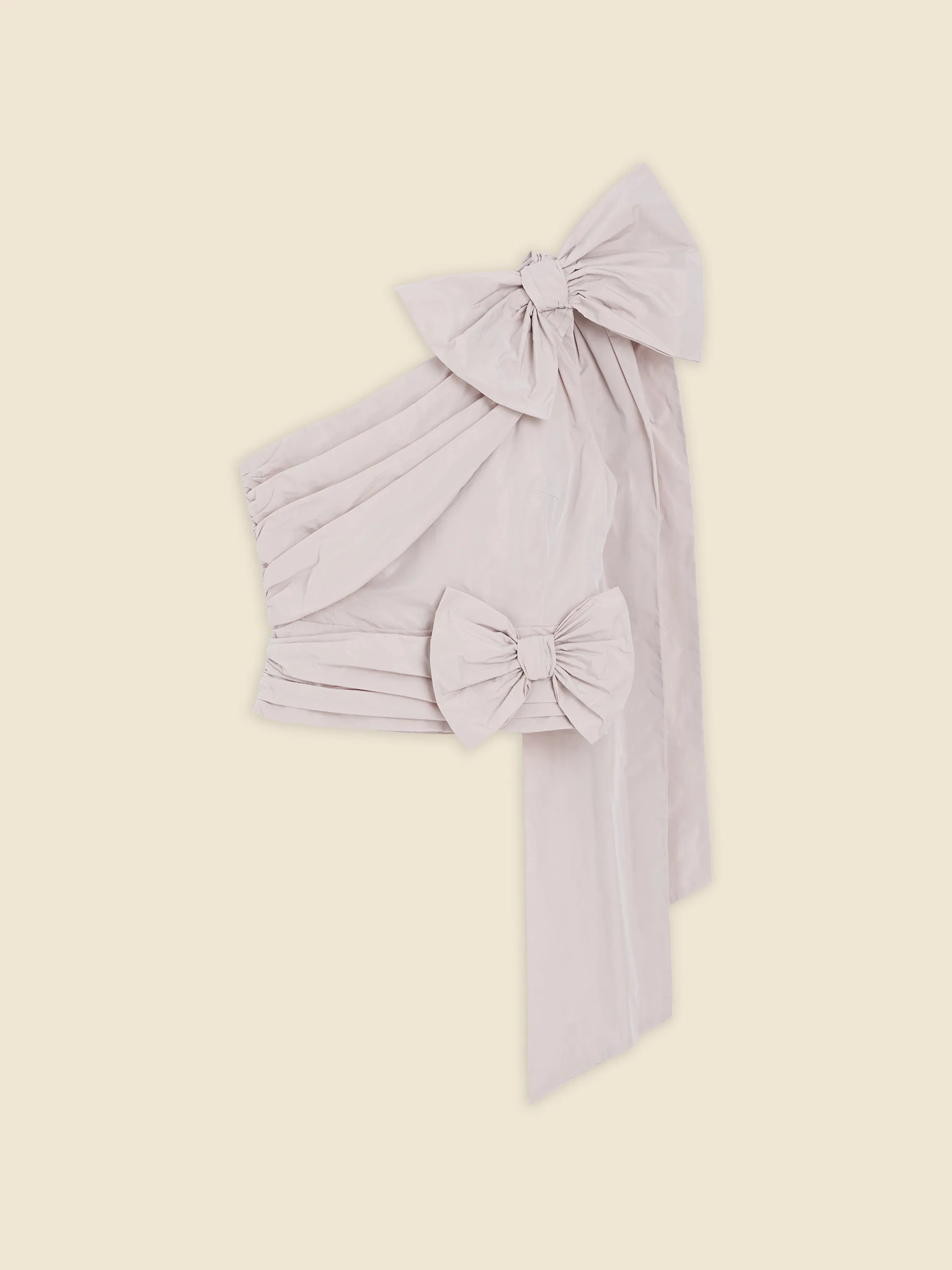 ONE-SHOULDER DRAPE BOW SHIRT